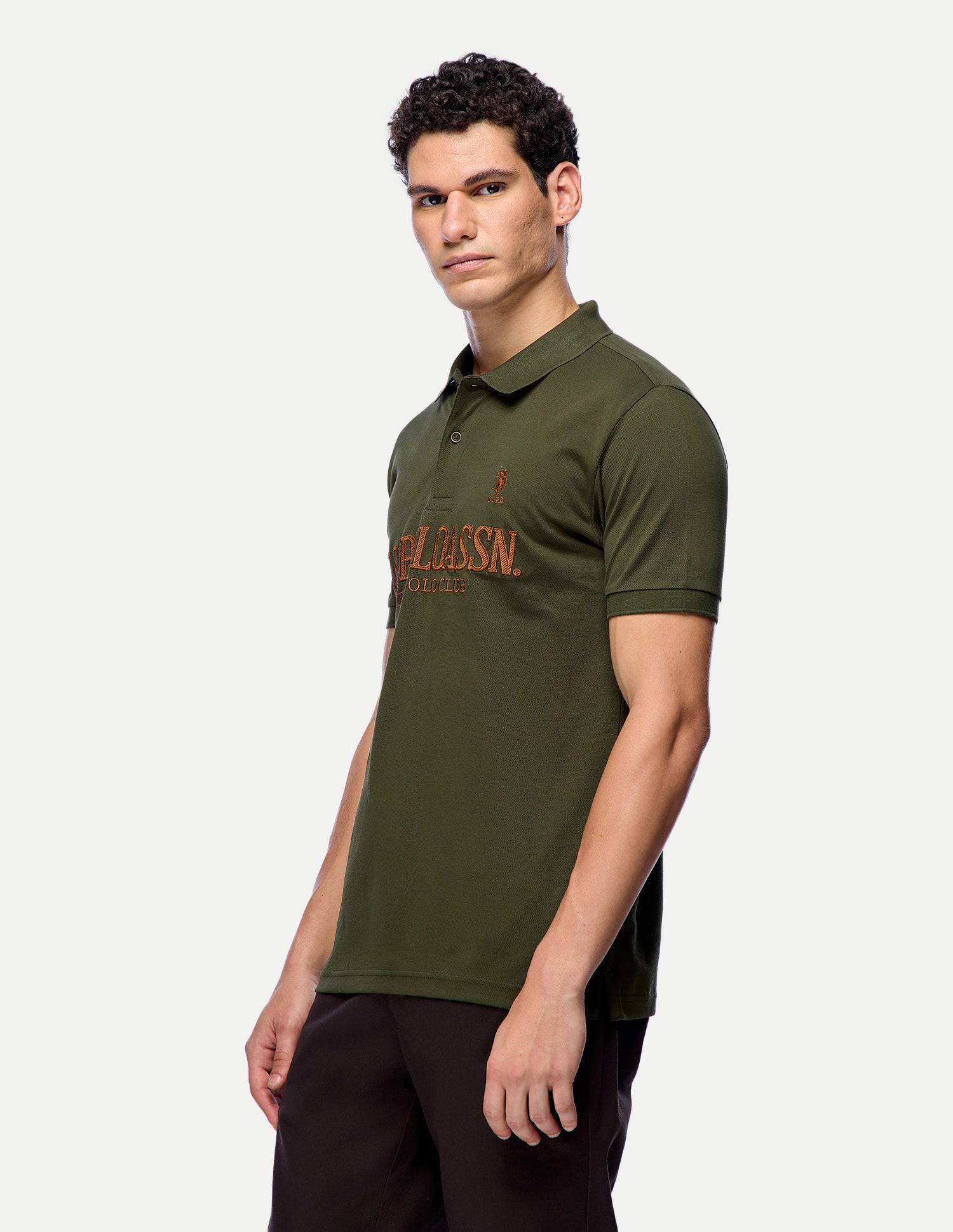 Brand Embroidered Slim Fit Polo Shirt Olive - U.S. Polo Assn. India | Large