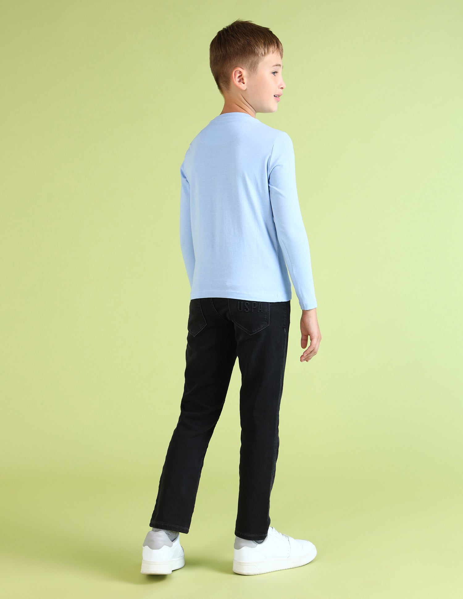 Boys Brand Printed Regular Fit T-Shirt Light Blue - U.S. POLO ASSN. | Large