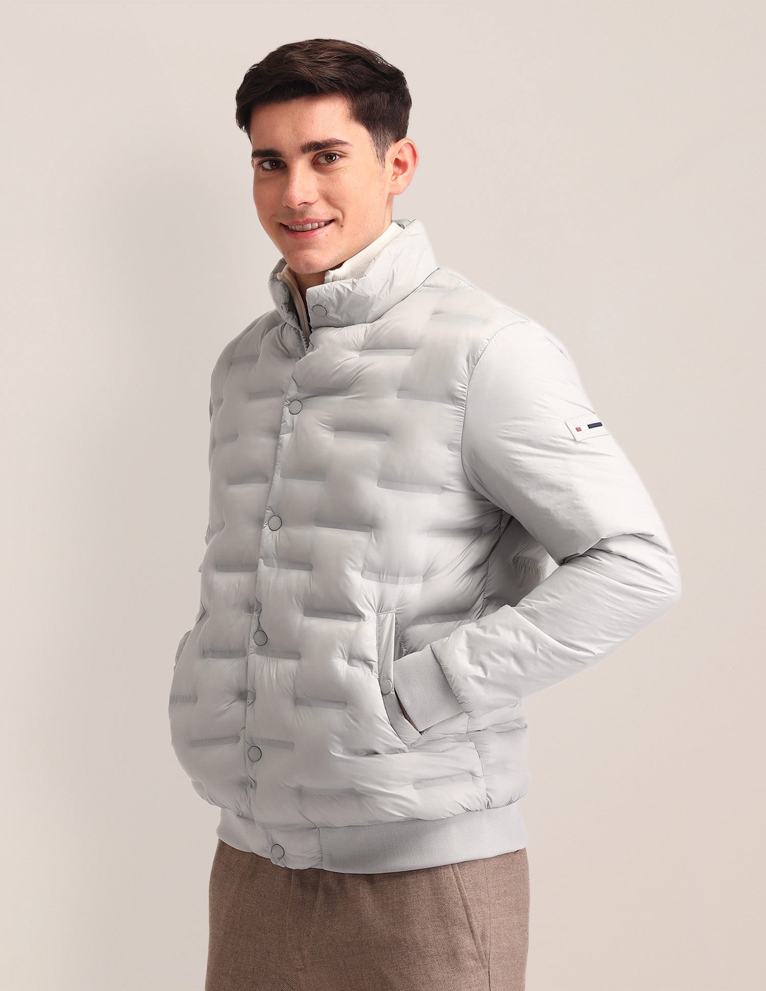Solid Quilted Jacket Light-Grey - U.S. POLO ASSN. | Large