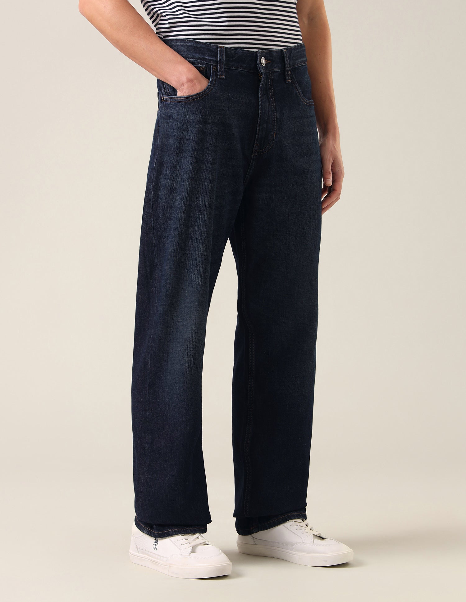 Logan Loose Straight Fit Whiskered Jeans Rinse Blue - U.S. Polo Assn. India | Large