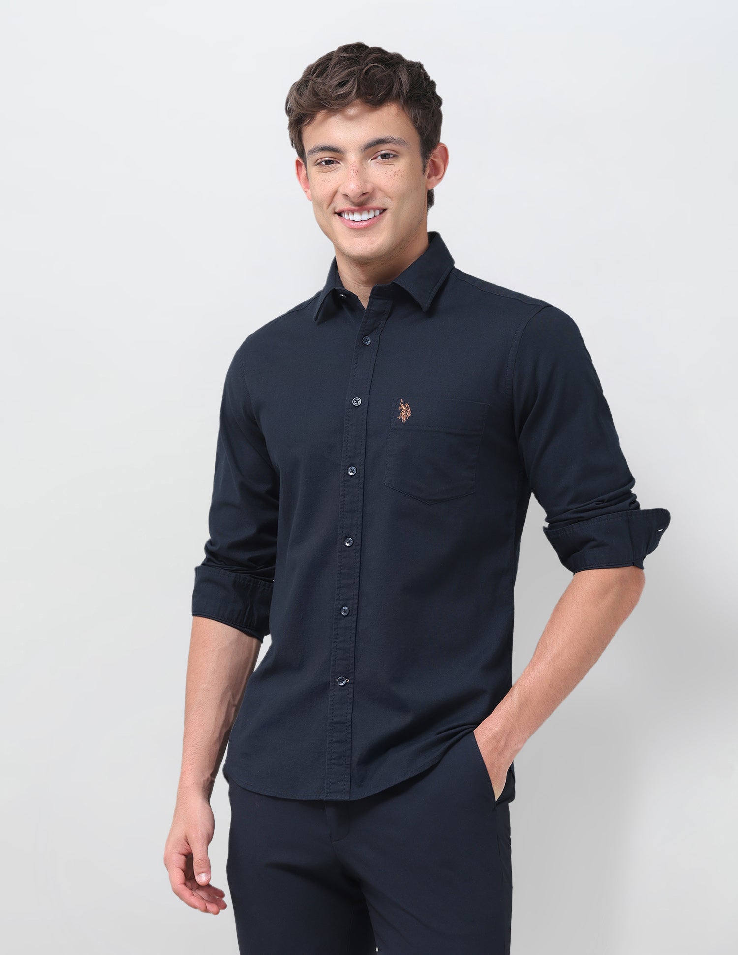 Tailored Fit Oxford Shirt Navy - U.S. Polo Assn. India | Large