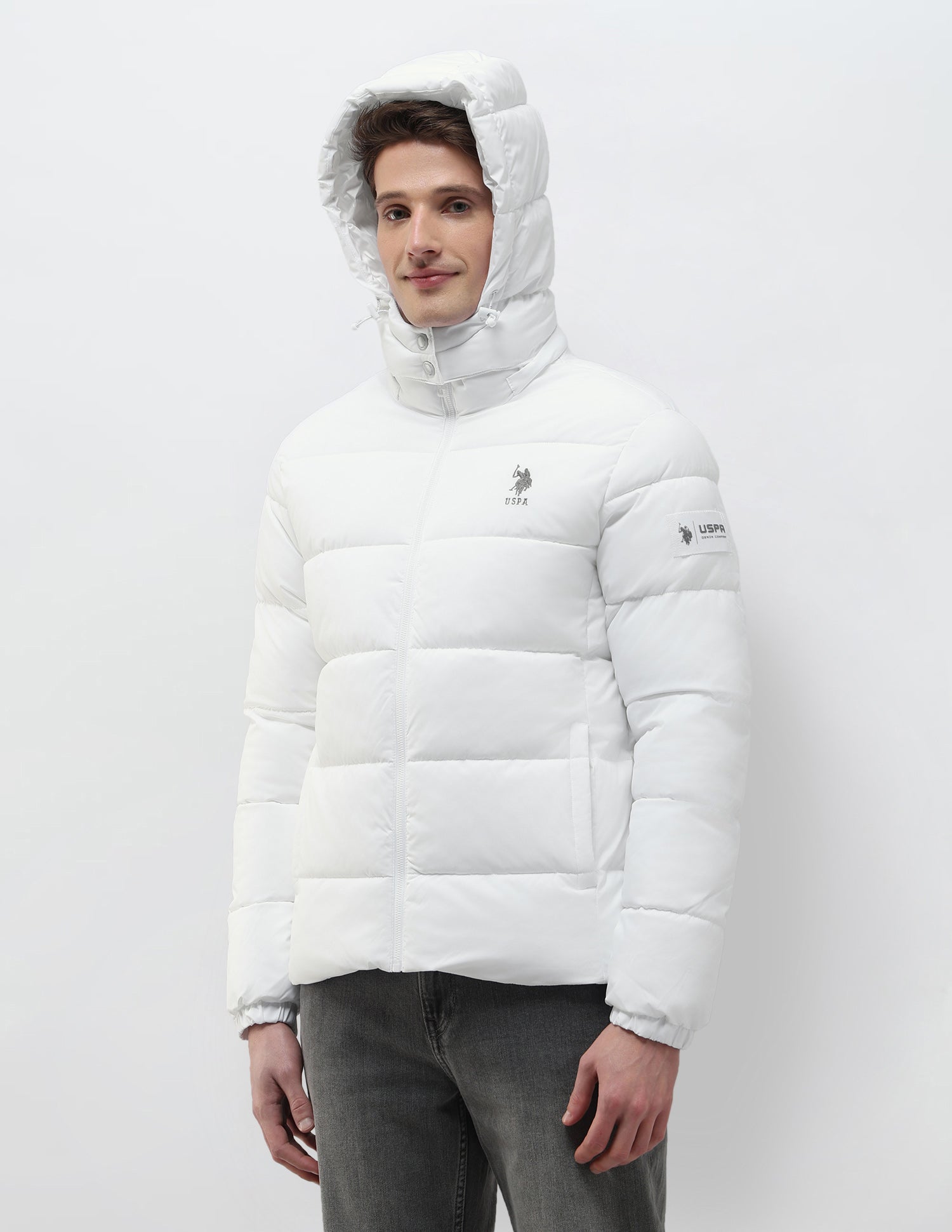 Detachable Hood Puffer Jacket White - U.S. Polo Assn. India | Large