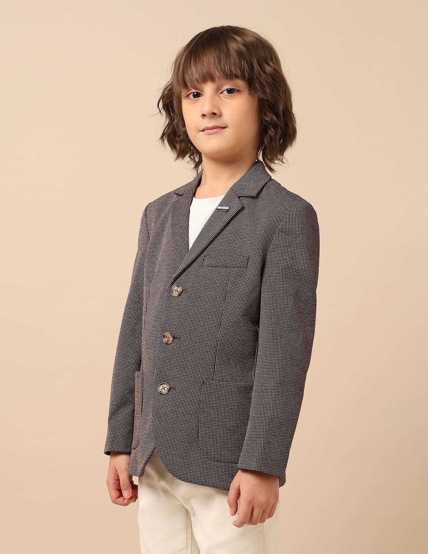 Boys Solid Regular Fit Blazer Brown - U.S. Polo Assn. India | Large