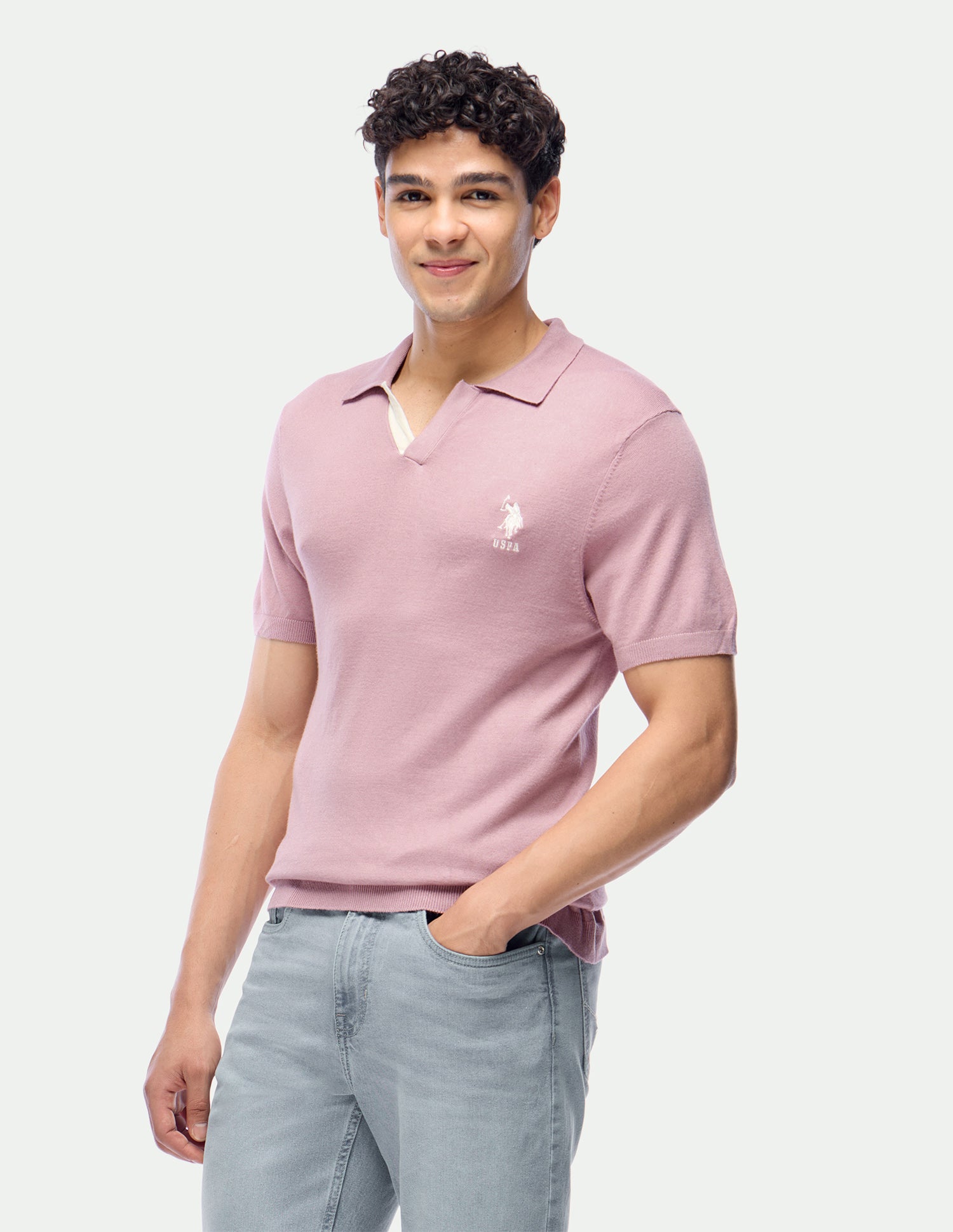 Solid Slim Fit Polo Shirt Pink - U.S. Polo Assn. India | Large