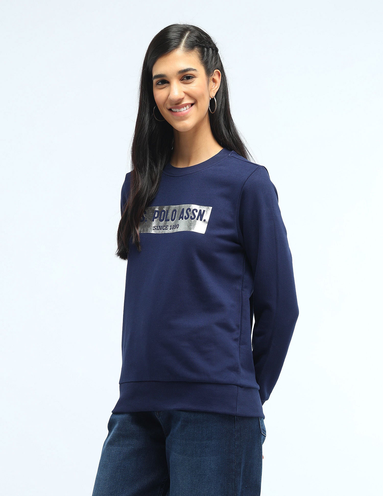 Foil Print Logo Sweatshirt Navy - U.S. POLO ASSN. | Large