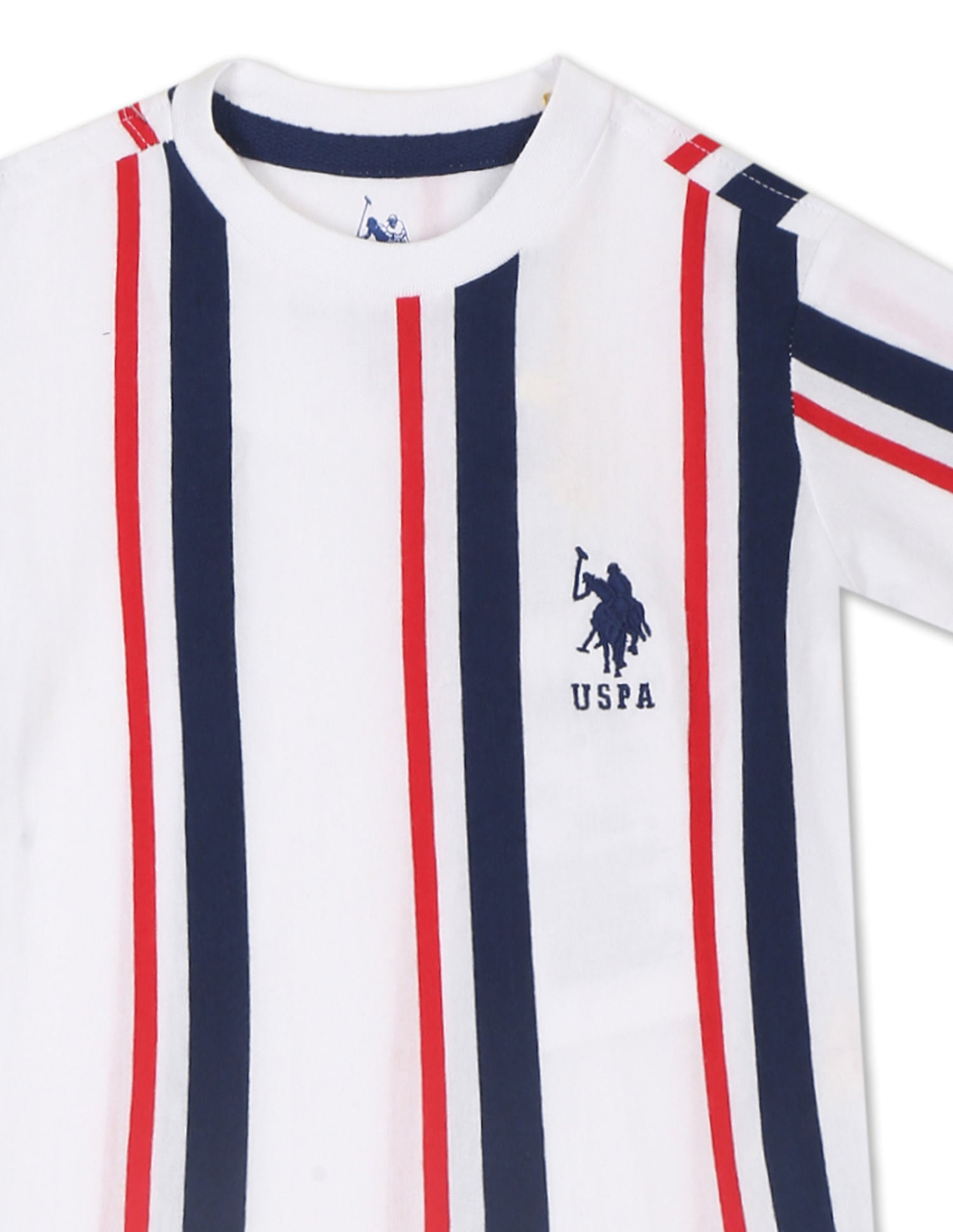 Boys White Crew Neck Stripe T-Shirt White - U.S. POLO ASSN. | Large