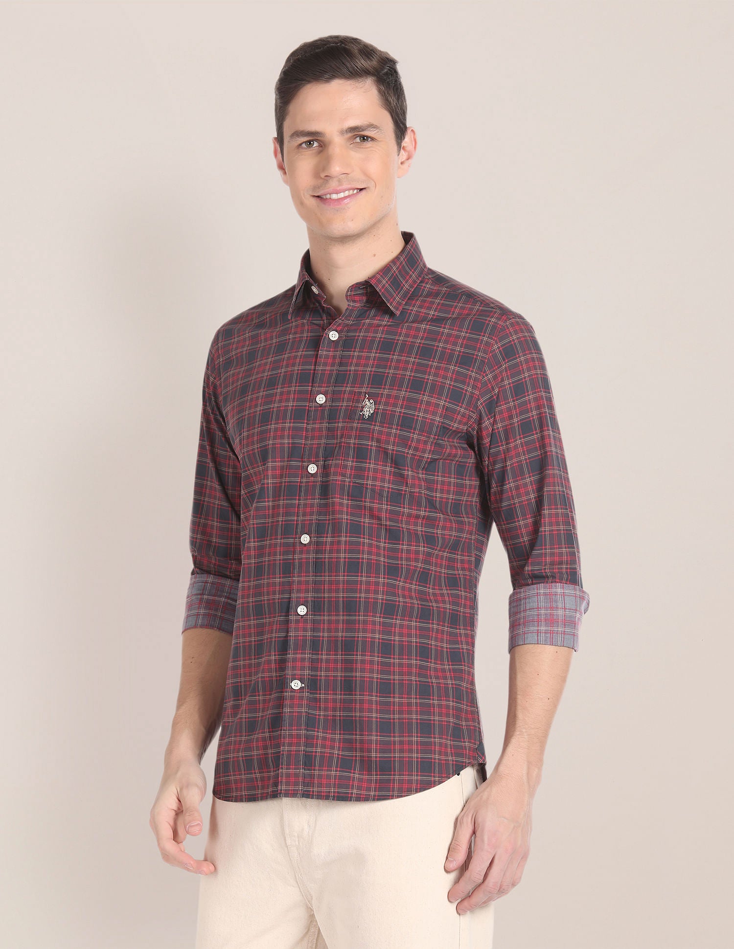 Tartan Check Cotton Shirt Brown - U.S. Polo Assn. India | Large