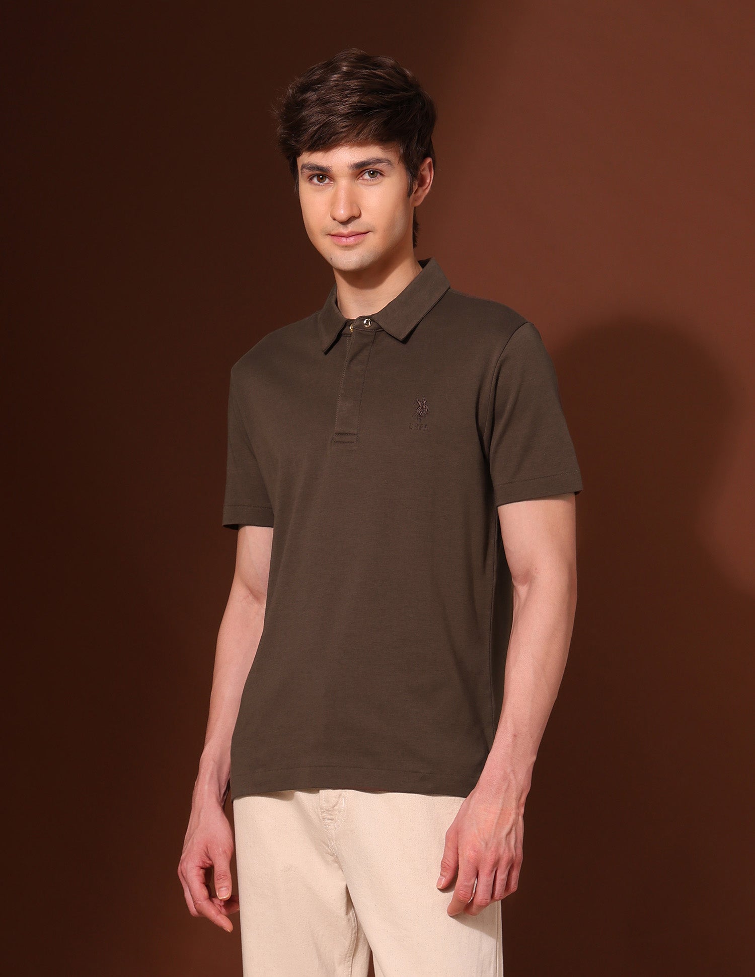Pure Cotton Work And Wander Polo Shirt Brown - U.S. Polo Assn. India | Large