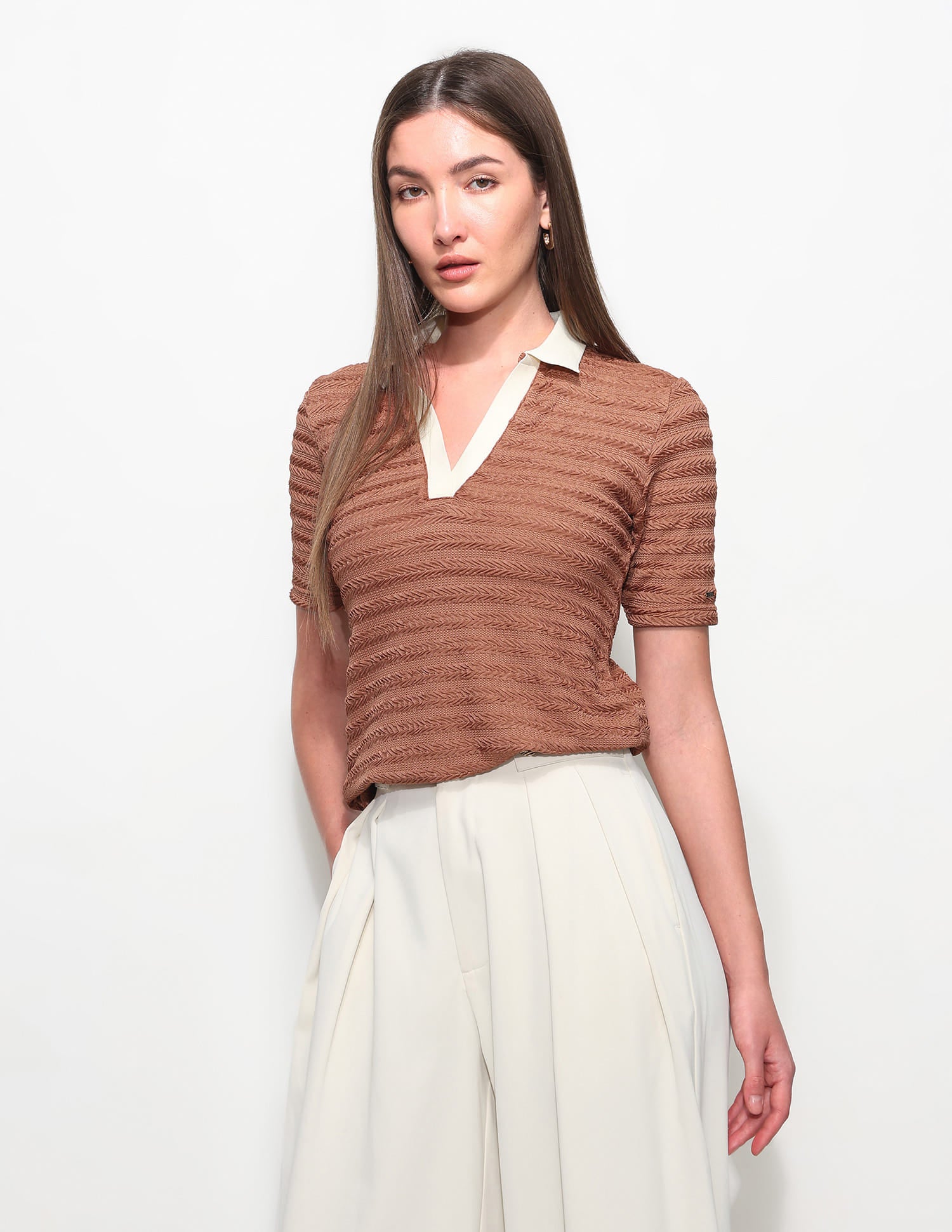 Textured Regular Fit Polo Shirt Brown - U.S. Polo Assn. India | Large