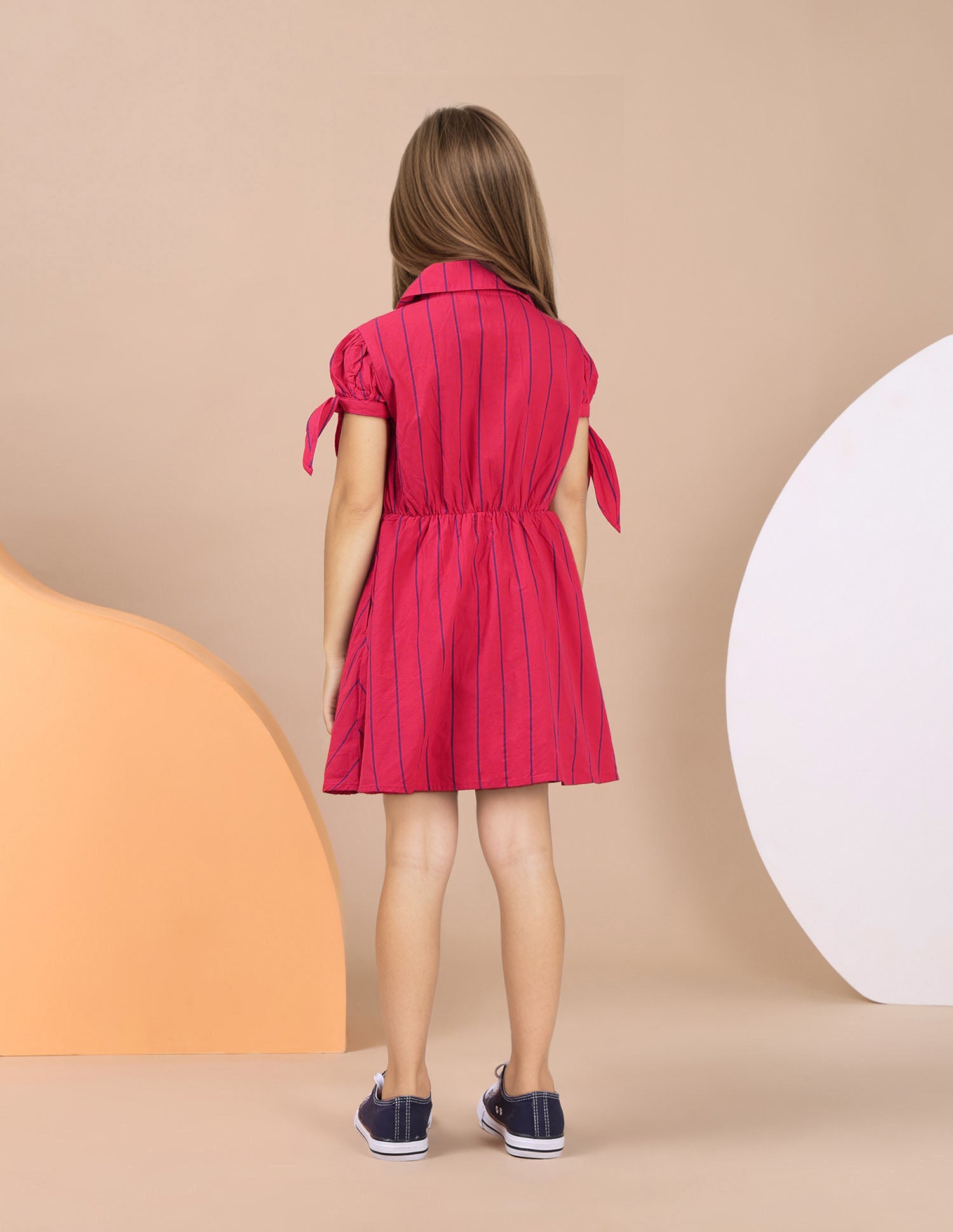 Girls Vertical Stripe Cotton Dress Red - U.S. POLO ASSN. | Large