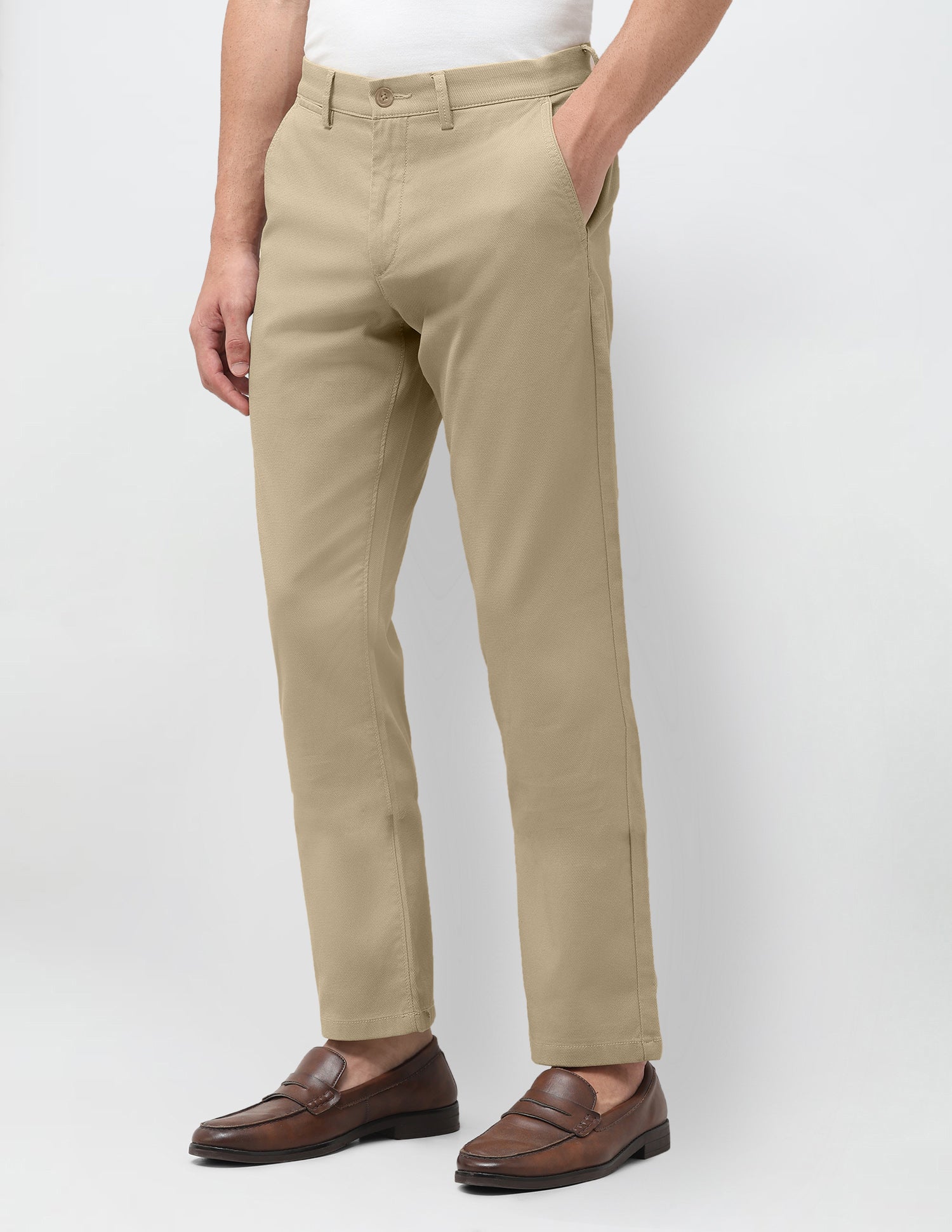 Riley Straight Fit Satin Trousers Khaki - U.S. Polo Assn. India | Large