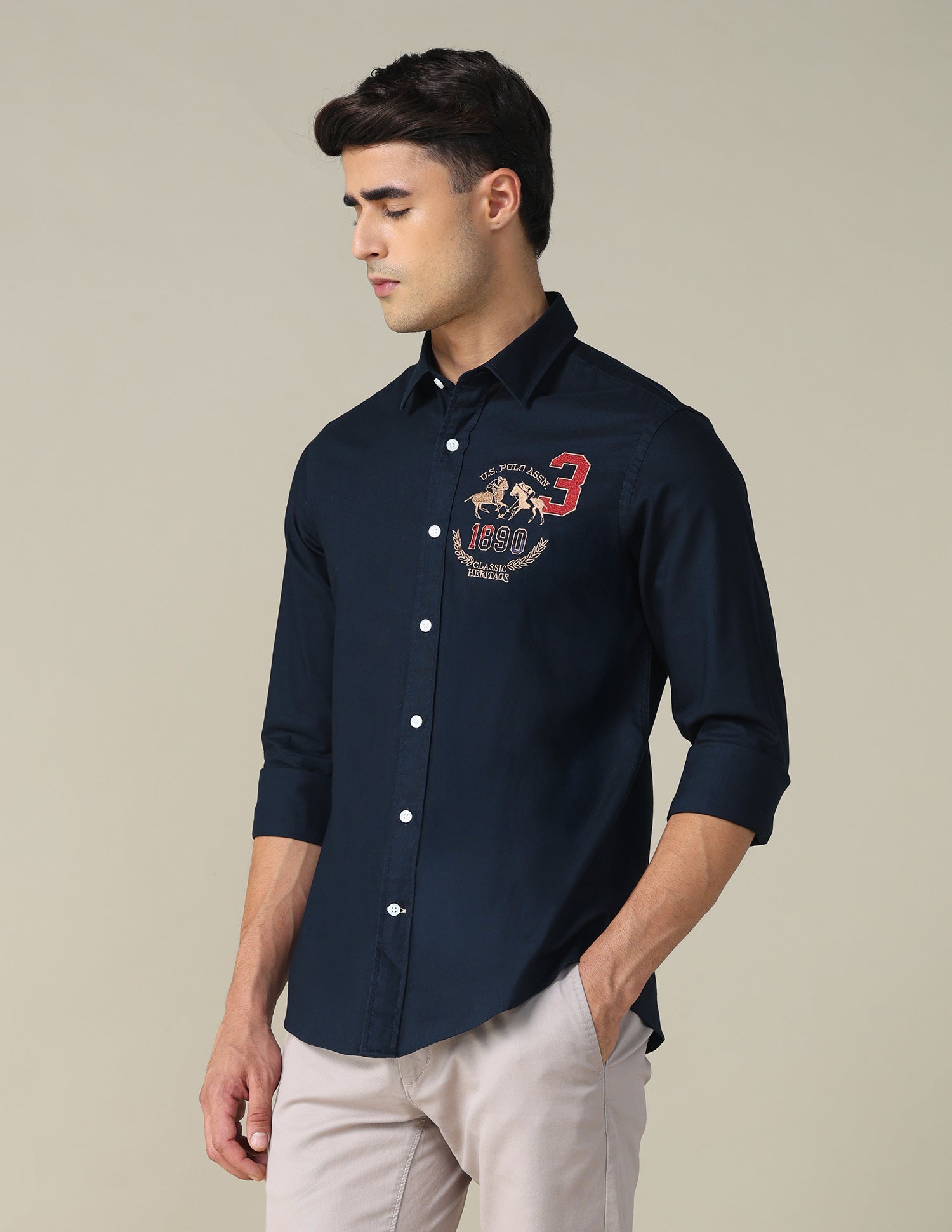 Oxford Tailored Fit Shirt Navy - U.S. POLO ASSN. | Large