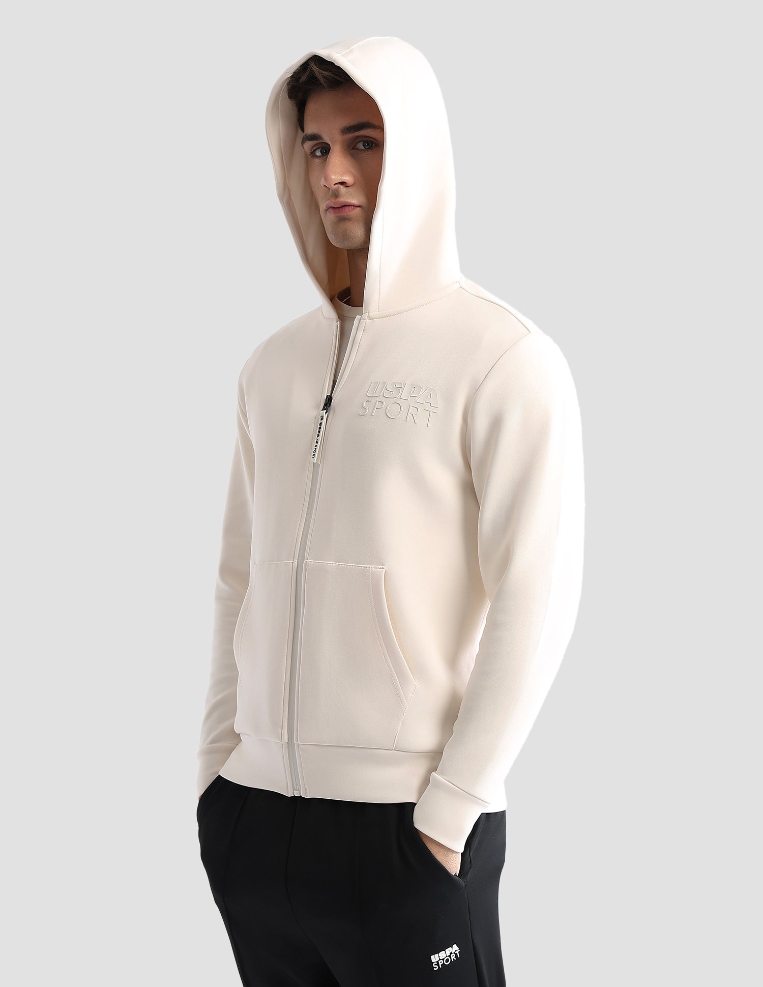 Solid Slim Fit Sweatshirt Off White - U.S. POLO ASSN. | Large