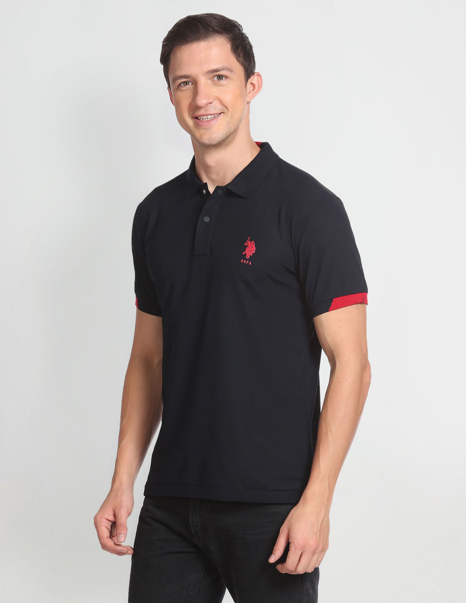 Solid Slim Fit Polo Shirt Navy - U.S. Polo Assn. India | Large