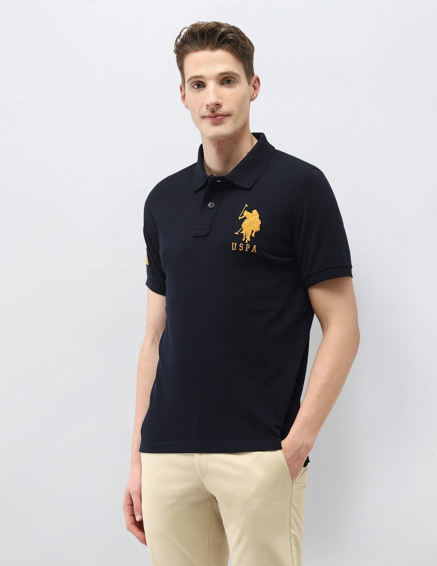 Solid Slim Fit Polo Shirt Navy - U.S. Polo Assn. India | Large