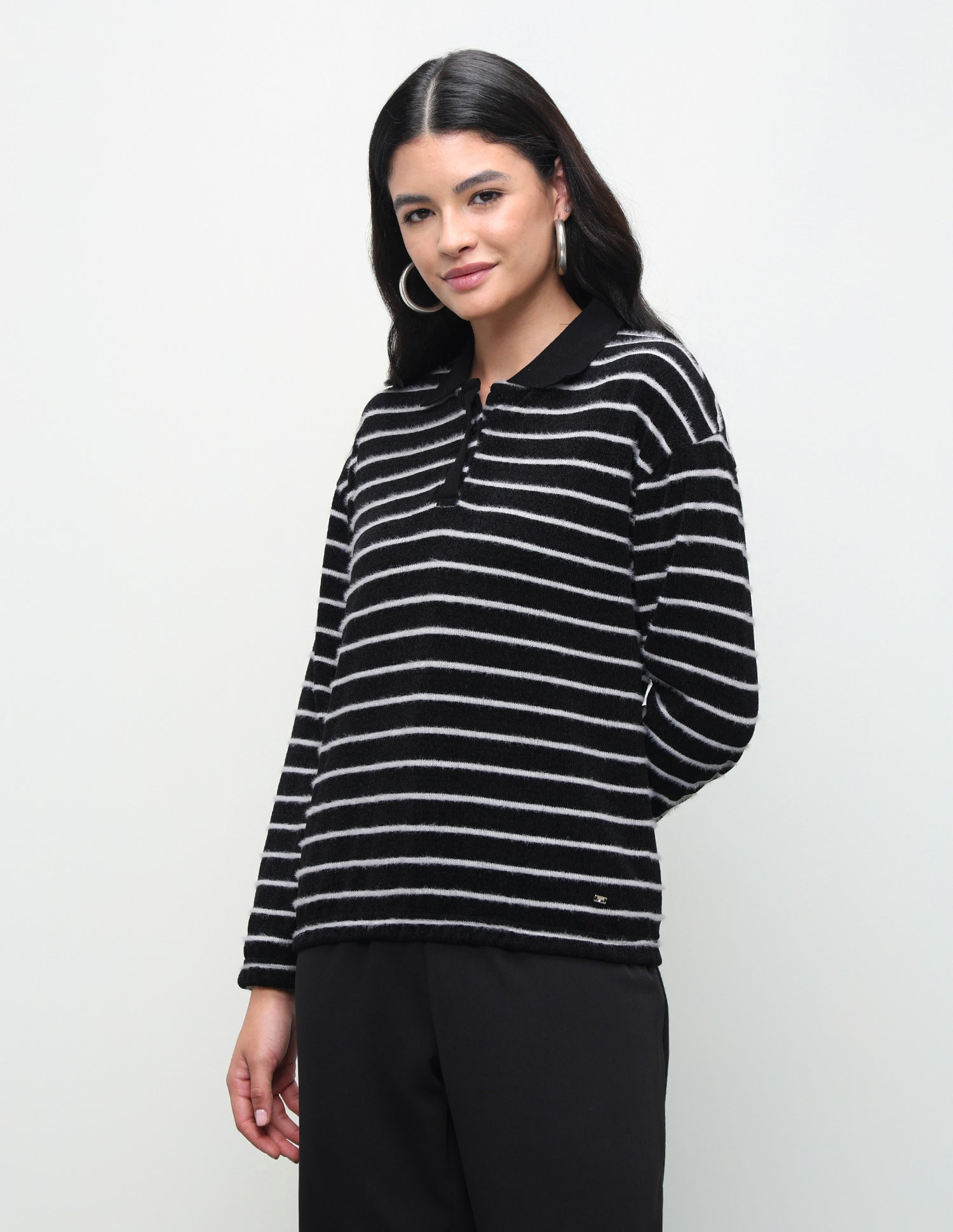 Horizontal Striped Regular Fit Sweater Black - U.S. Polo Assn. India | Large