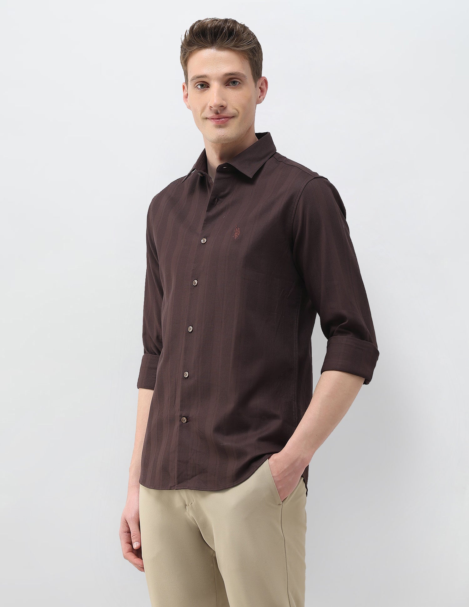 Dobby Textured Shirt Choco - U.S. Polo Assn. India | Large