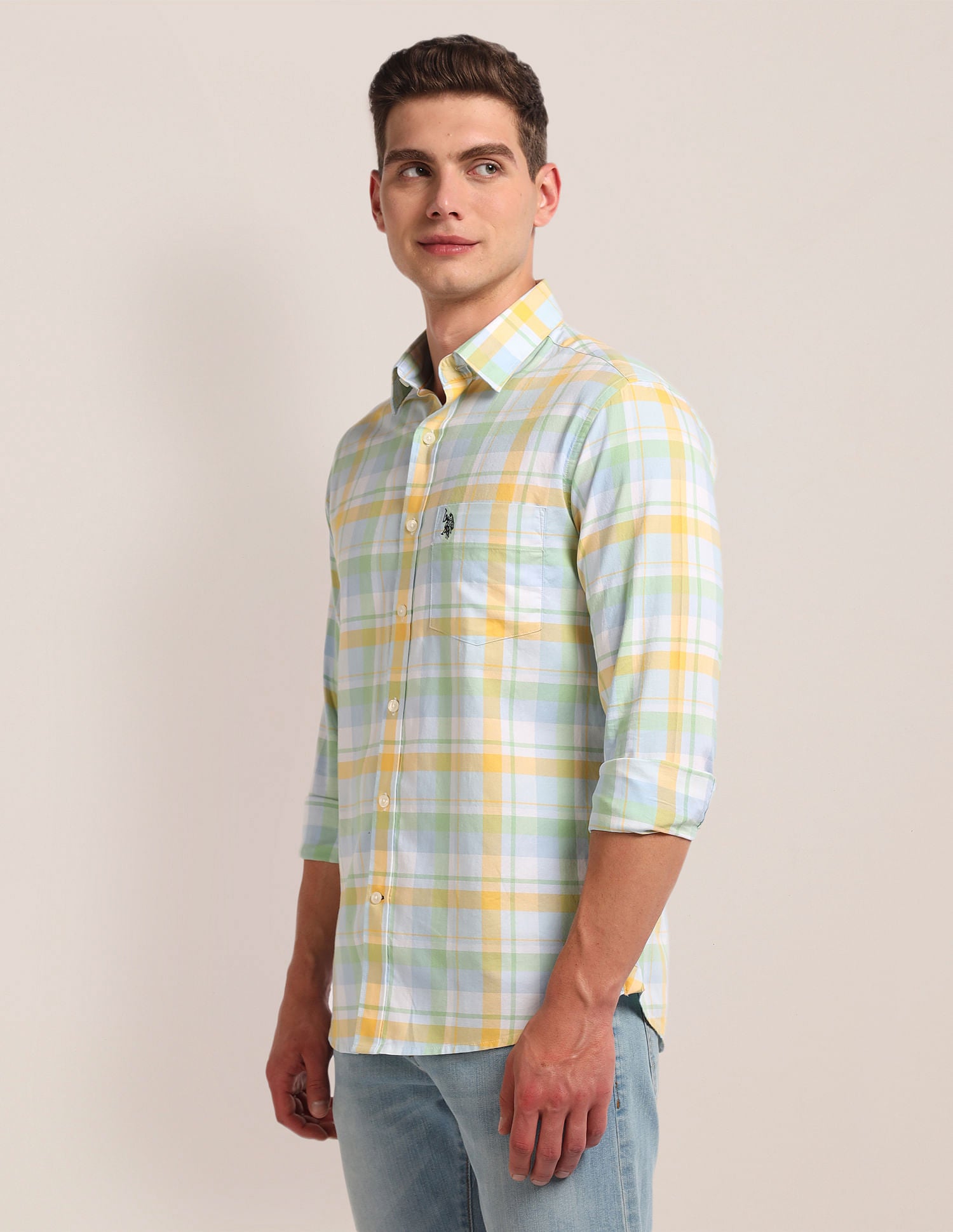 Tartan Check Twill Shirt Yellow - U.S. Polo Assn. India | Large