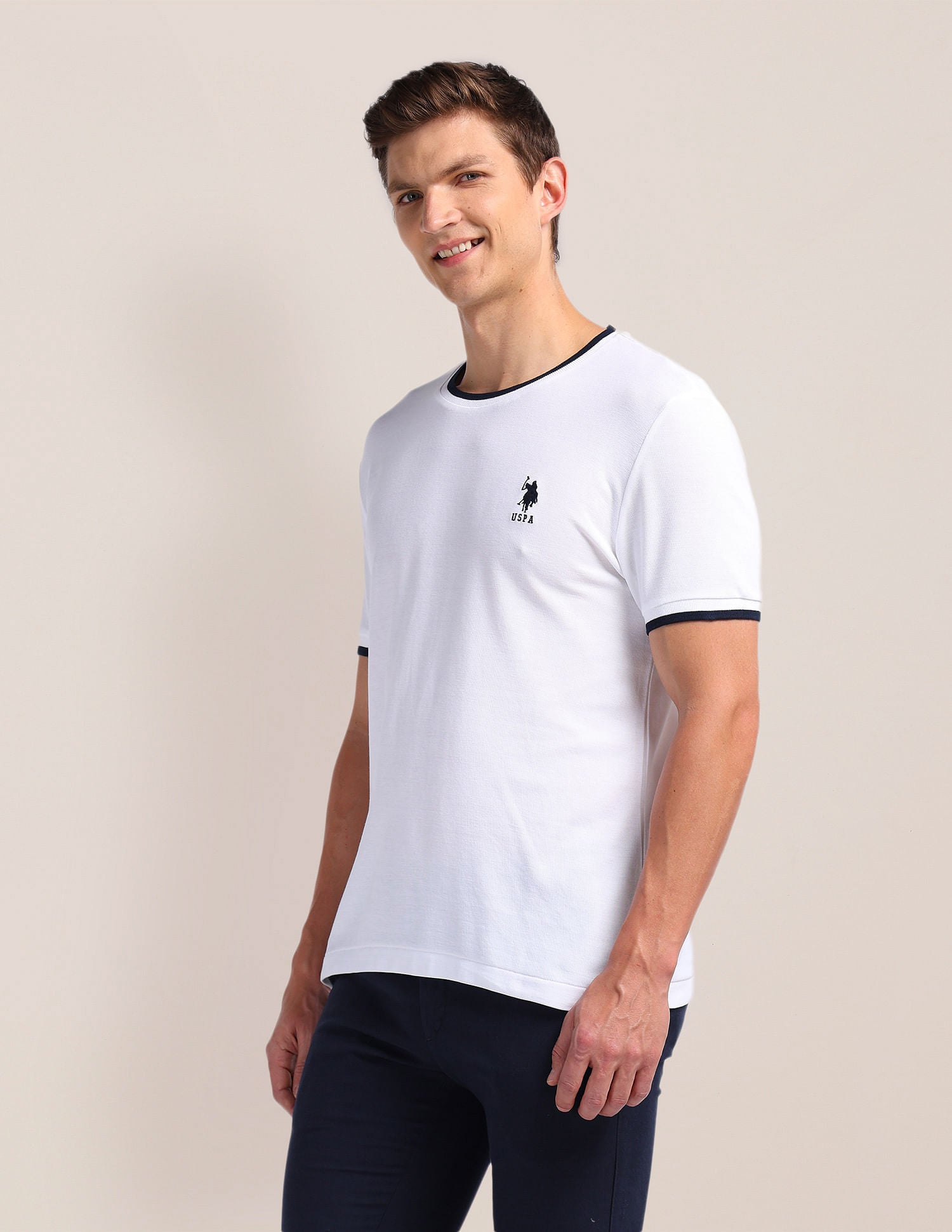 Solid Pure Cotton T-Shirt White - U.S. Polo Assn. India | Large