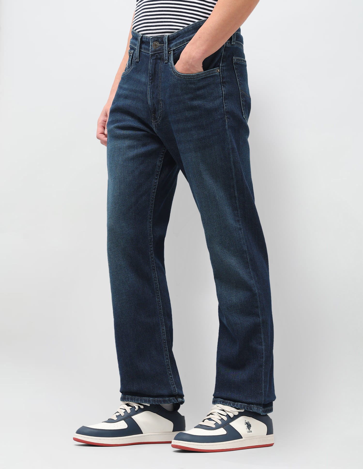 Solid Tapered Fit Jeans Blue - U.S. Polo Assn. India | Large