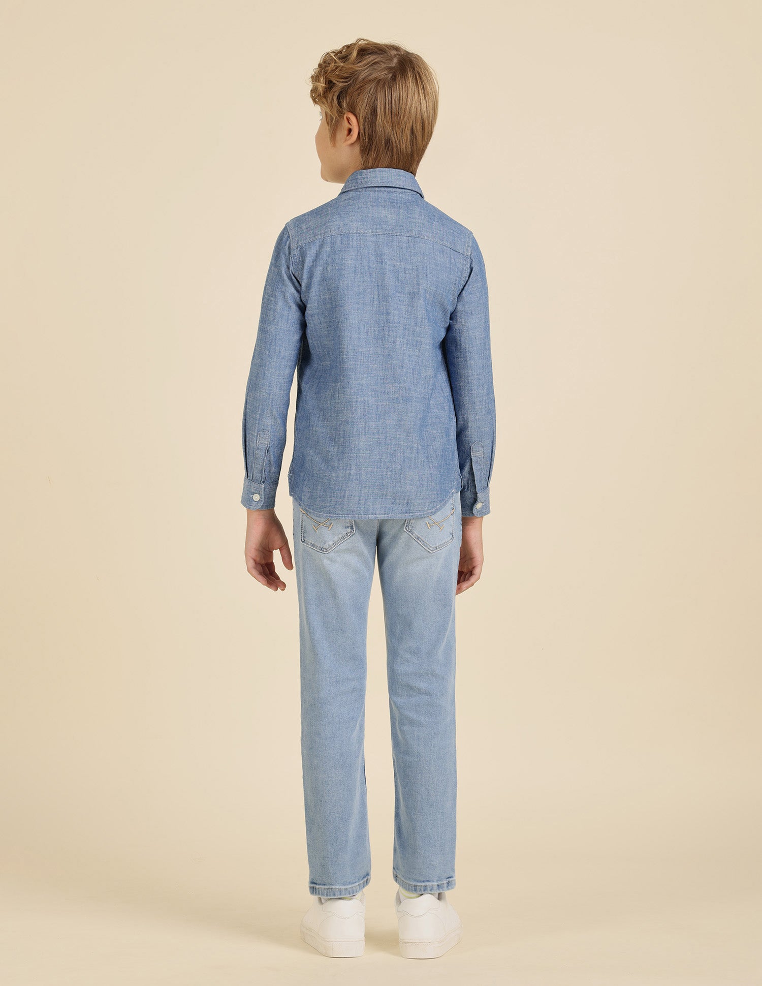 Boys Textured Regular Fit Shirt Indigo - U.S. POLO ASSN. | Large