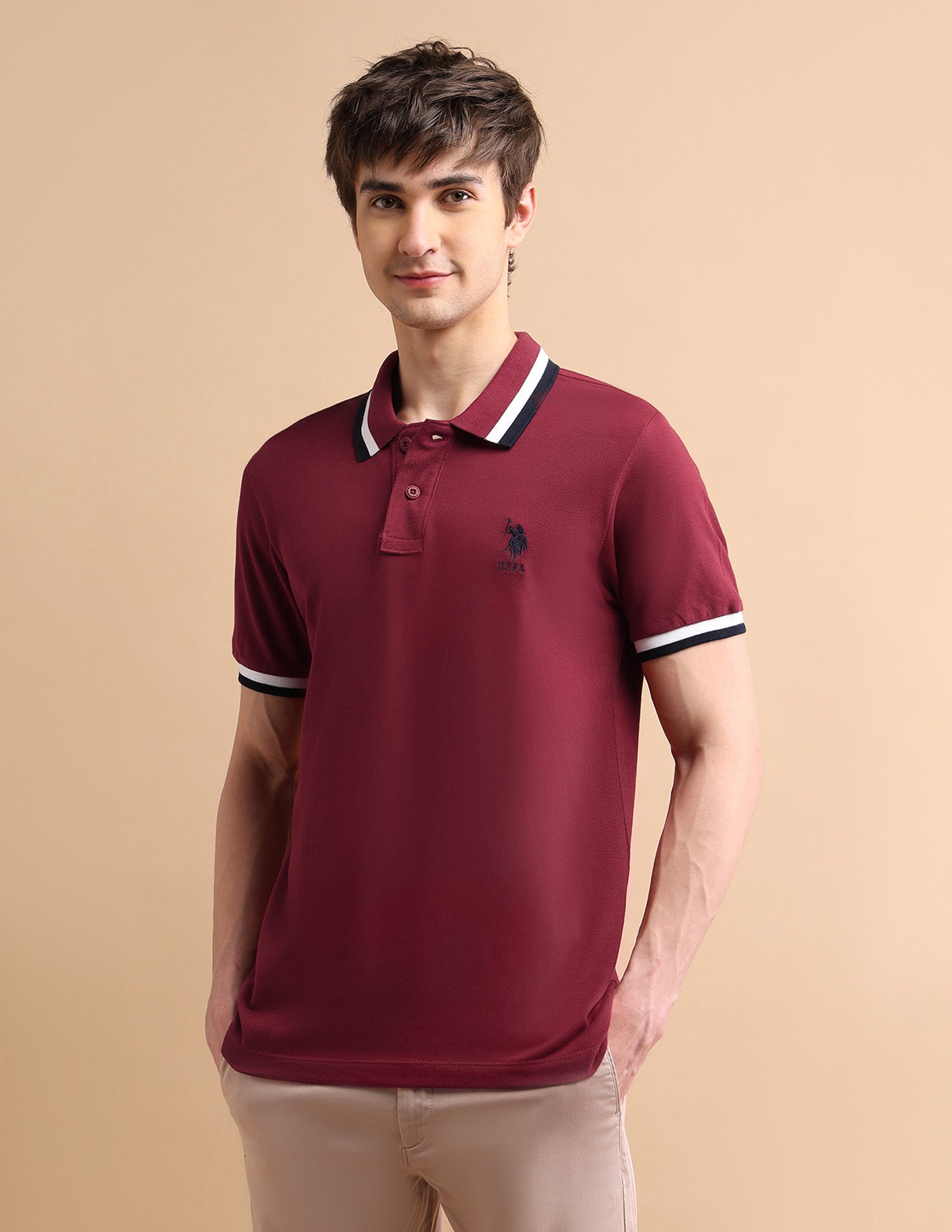 Heritage Tipped Polo Shirt Maroon - U.S. POLO ASSN. | Large