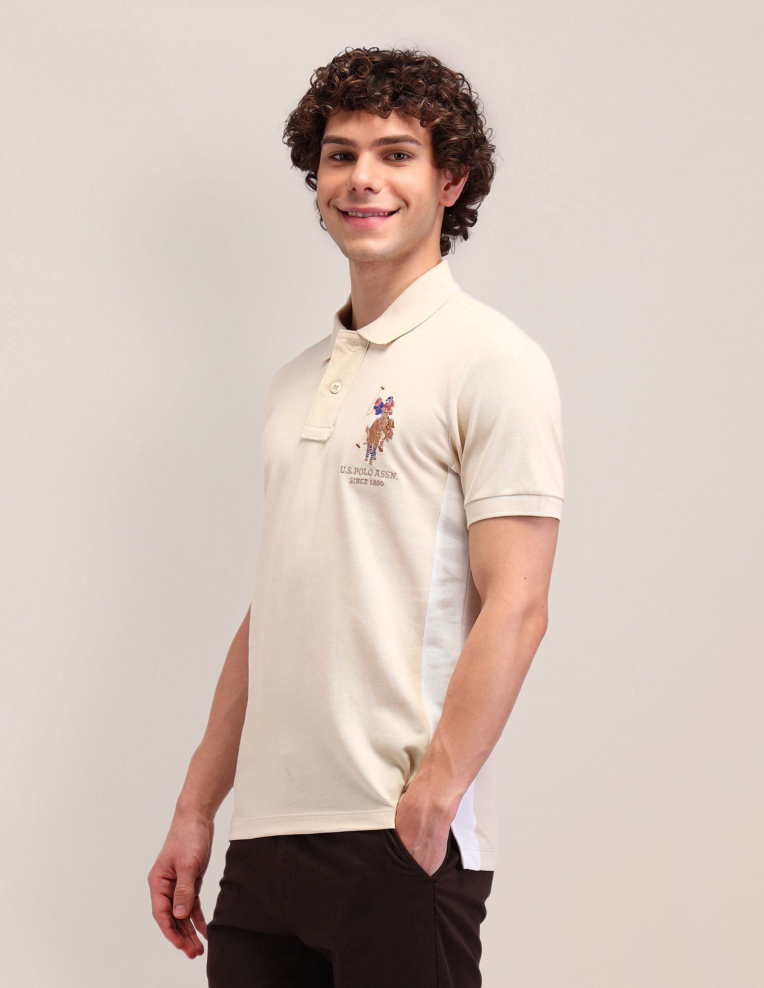 Solid Slim Fit Polo Shirt Brown - U.S. POLO ASSN. | Large