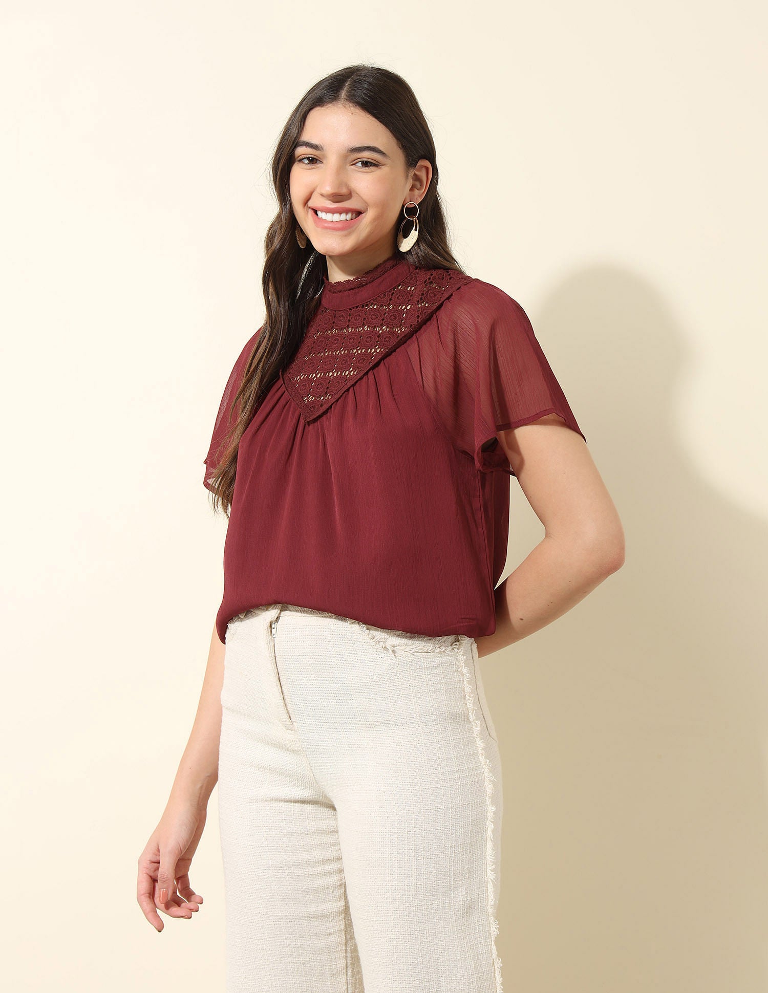 Lace Detailed Top Red - U.S. POLO ASSN. | Large