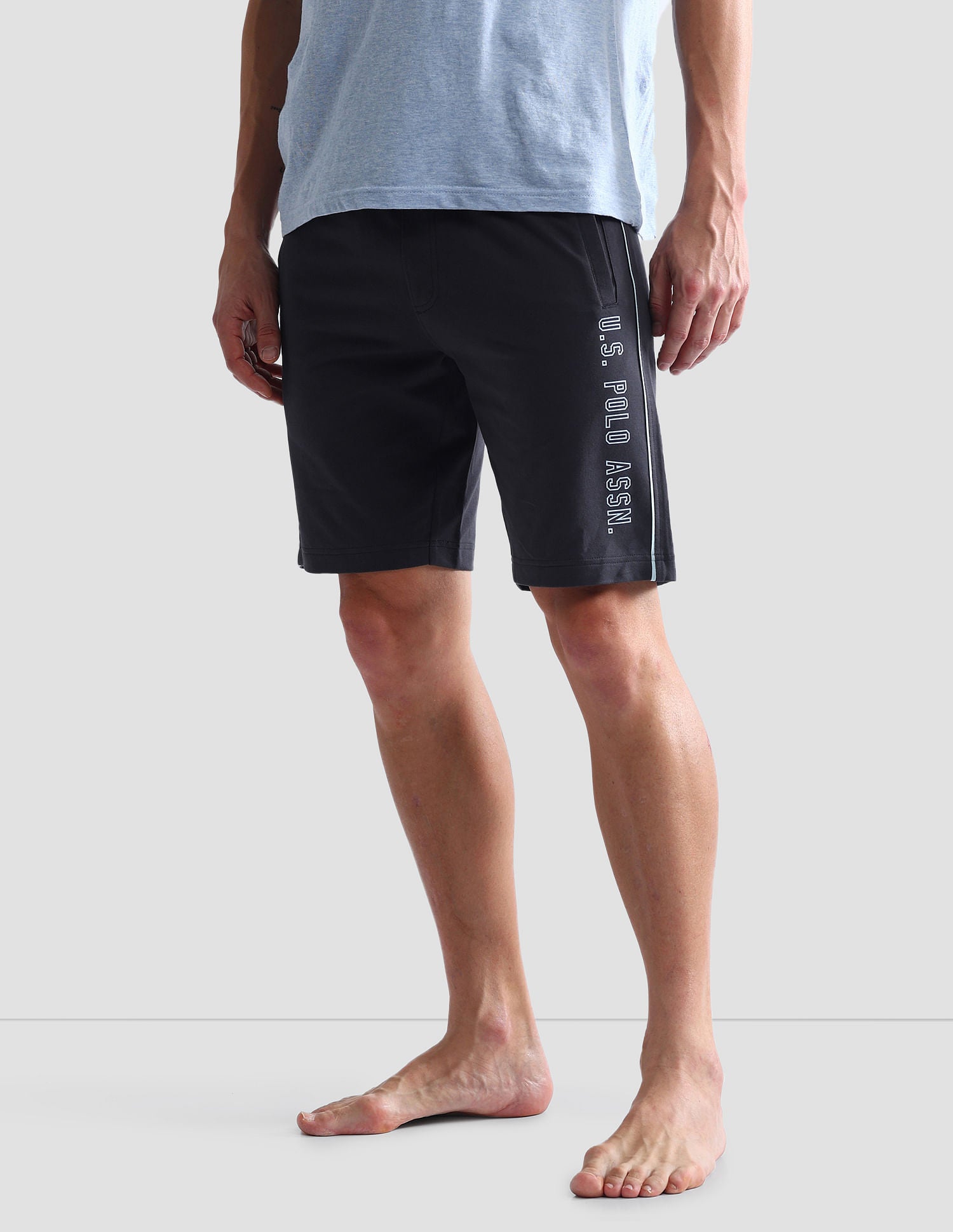 Mid Rise Contrast Piping OES05 Shorts - Pack Of 1 Grey - U.S. POLO ASSN. | Large