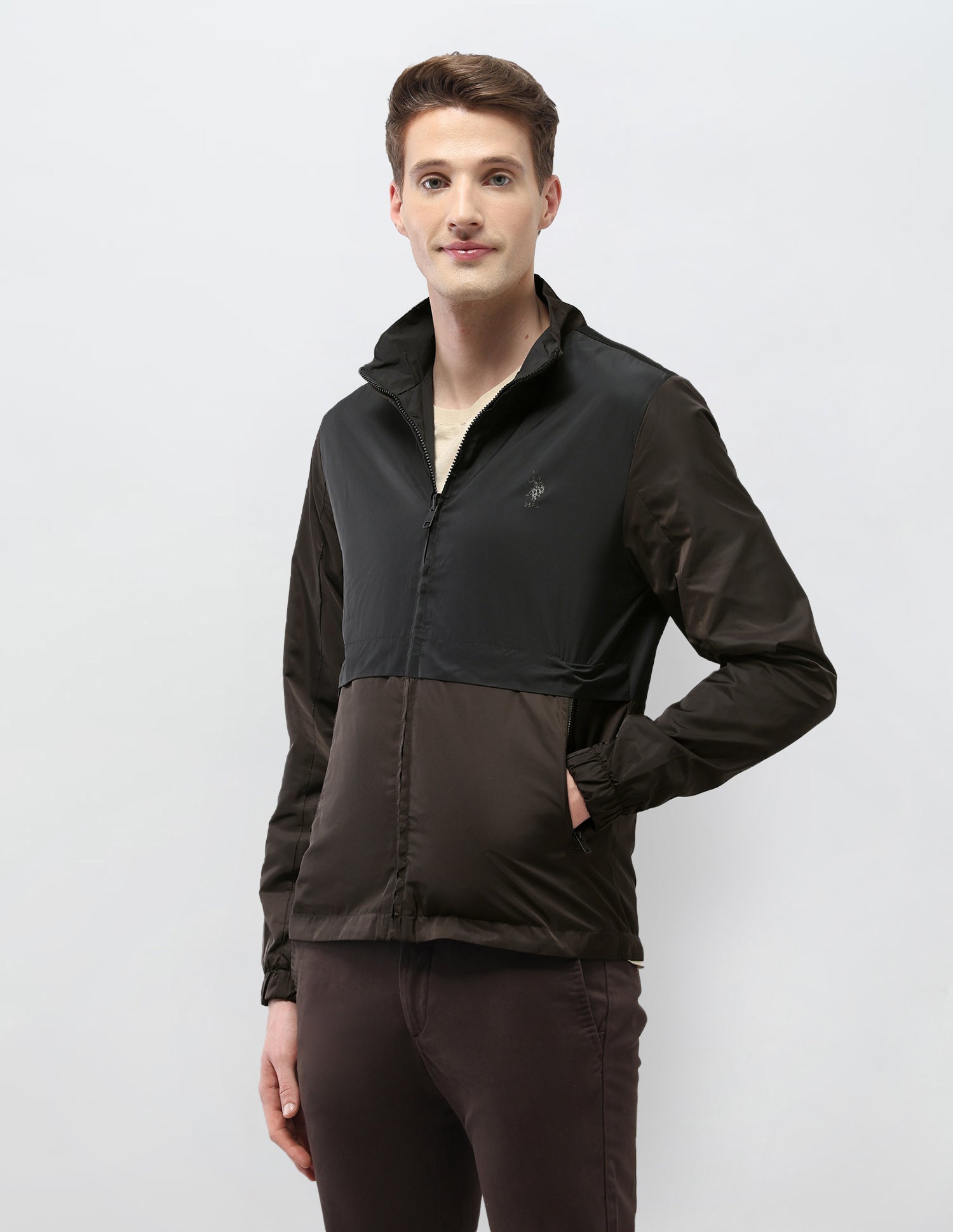 Reversible Colour Blocked Jacket Choco - U.S. Polo Assn. India | Large