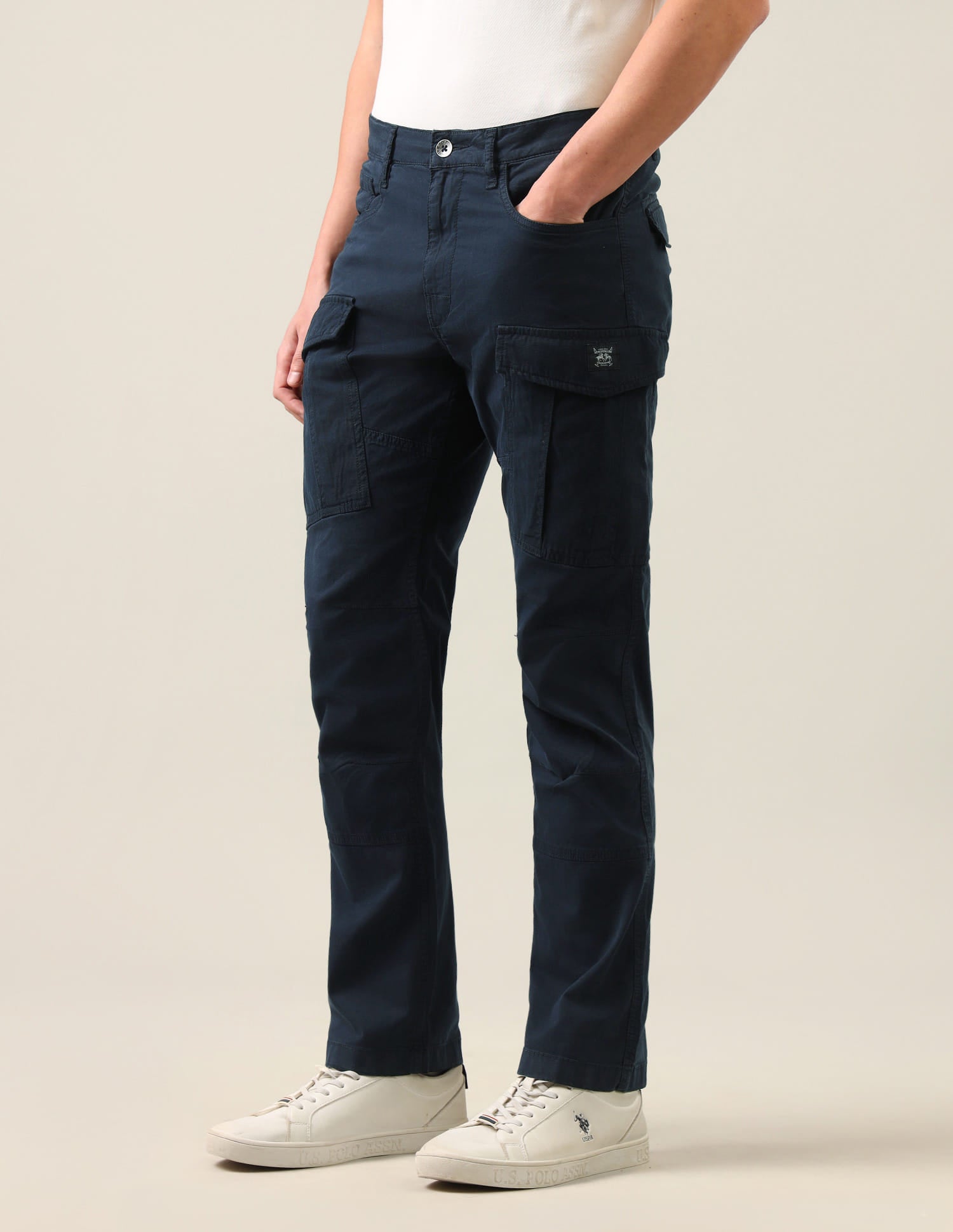 Harold Slim Straight Fit Twill Cargos Blue - U.S. Polo Assn. India | Large