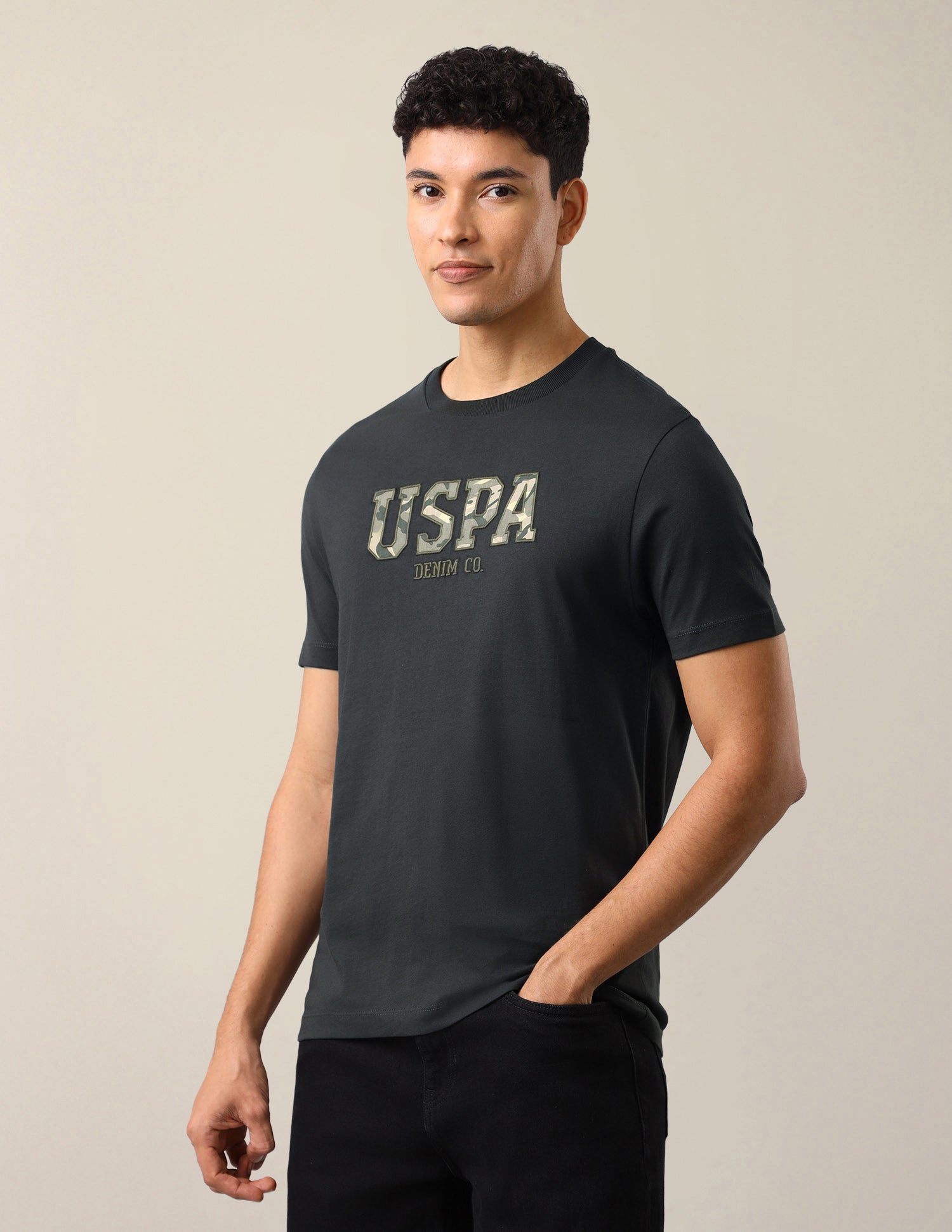 Brand Embroidered Slim Fit T-Shirt Dark Grey - U.S. Polo Assn. India | Large