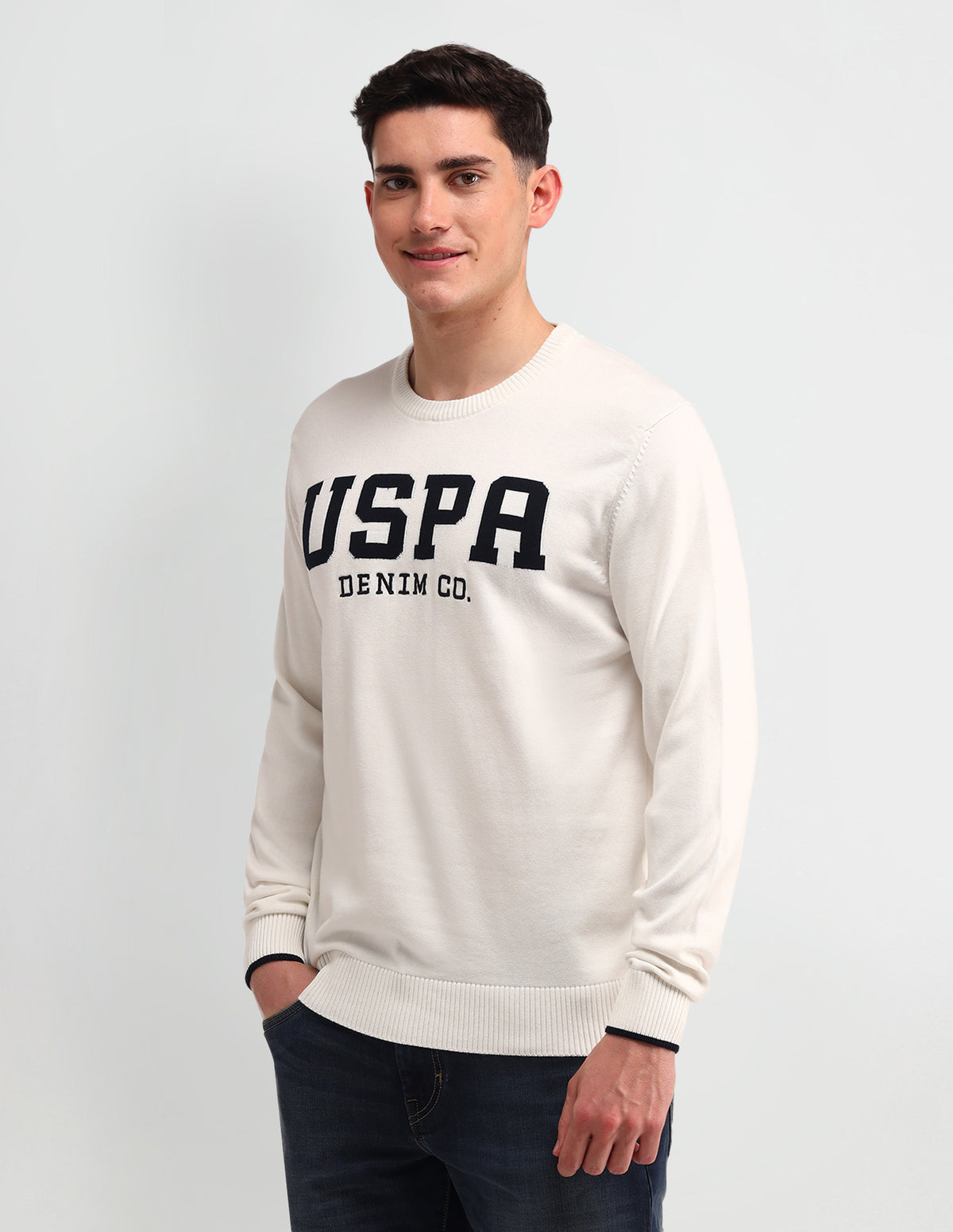Brand Printed Regular Fit Sweater – Polo India