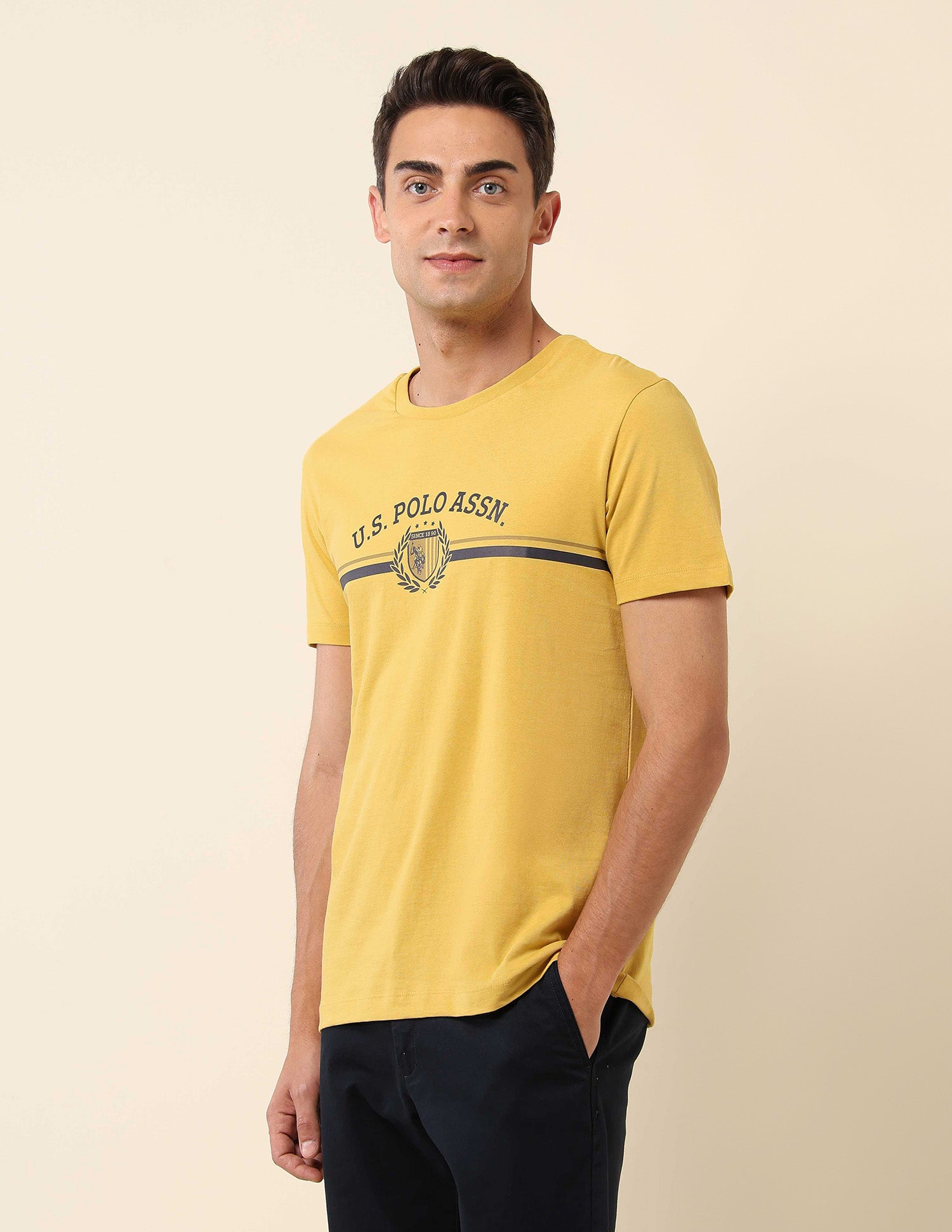 Slim Fit Brand Printed T-Shirt Mustard - U.S. Polo Assn. India | Large