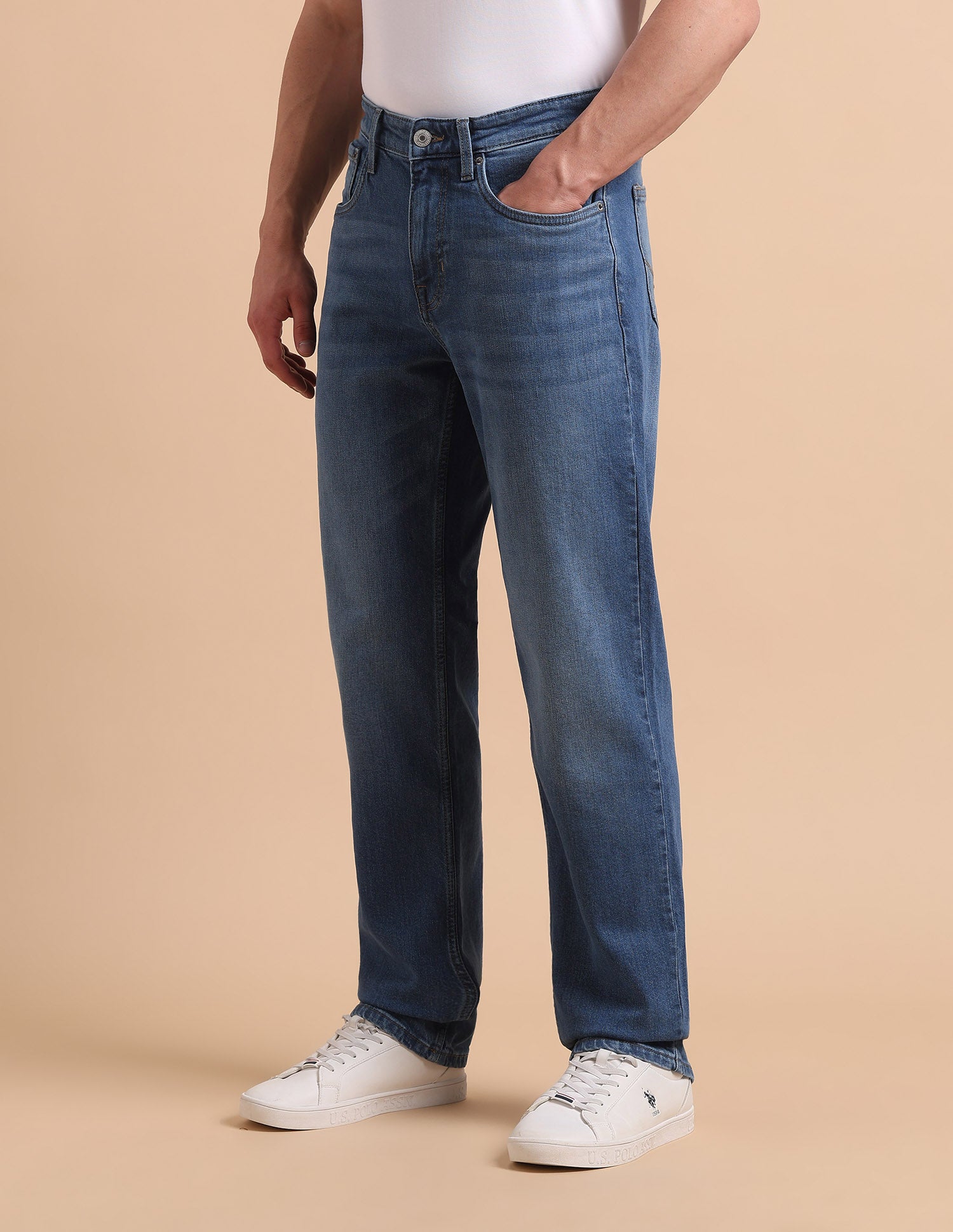 Shawn Relaxed Fit Blue Jeans Light Blue - U.S. POLO ASSN. | Large