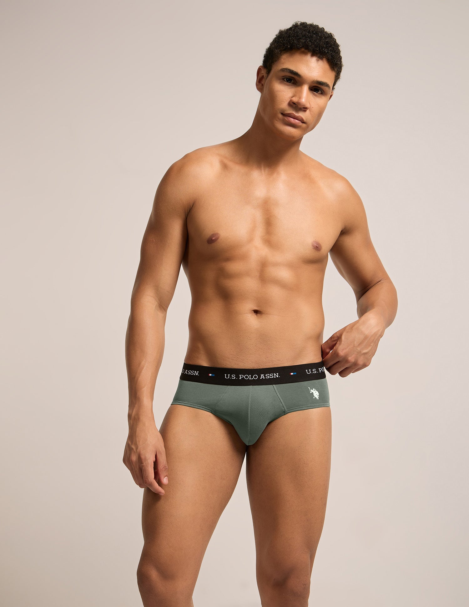 Breathable Cotton Stretch OEB25 Briefs - Pack of 3 Java|Bettle|Forest River - U.S. Polo Assn. India | Large