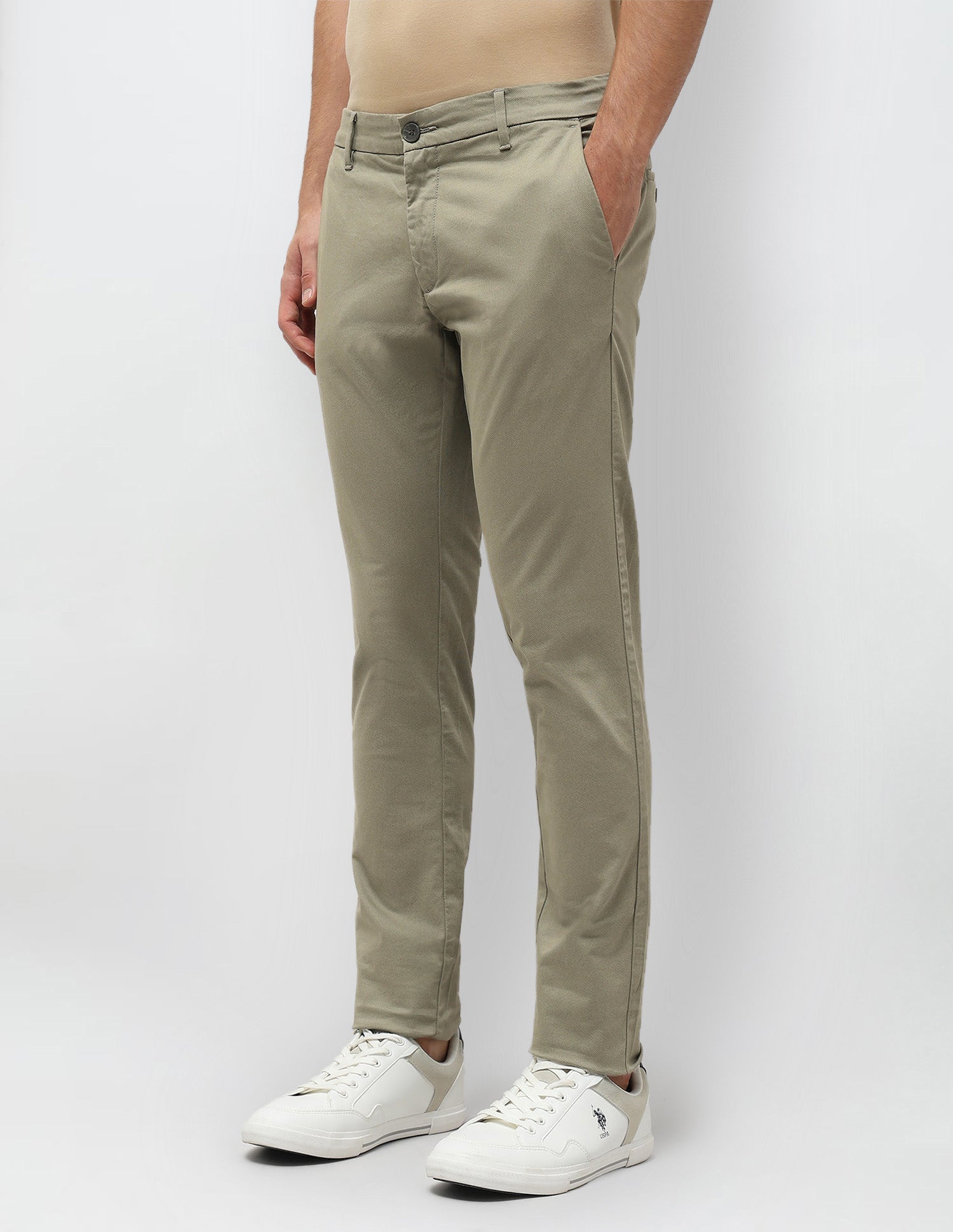 Austin Slim Fit Satin Trousers Sage - U.S. POLO ASSN. | Large