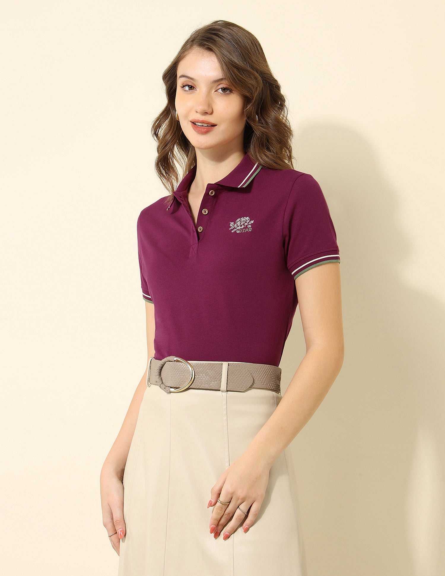 Tipped Collar Regular Fit Polo Shirt Wine - U.S. Polo Assn. India | Large