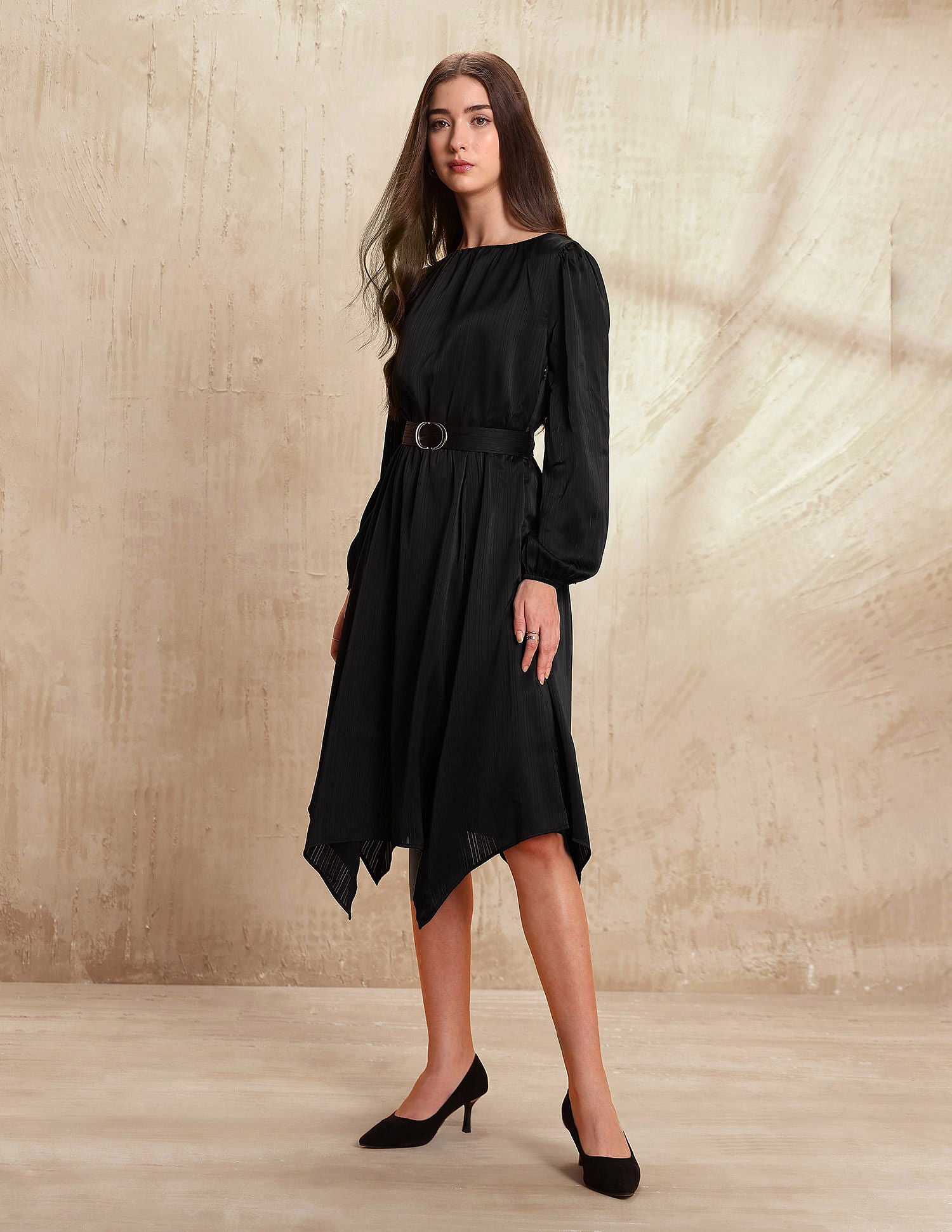 Textured Midi A-Line Dress Black - U.S. POLO ASSN. | Large