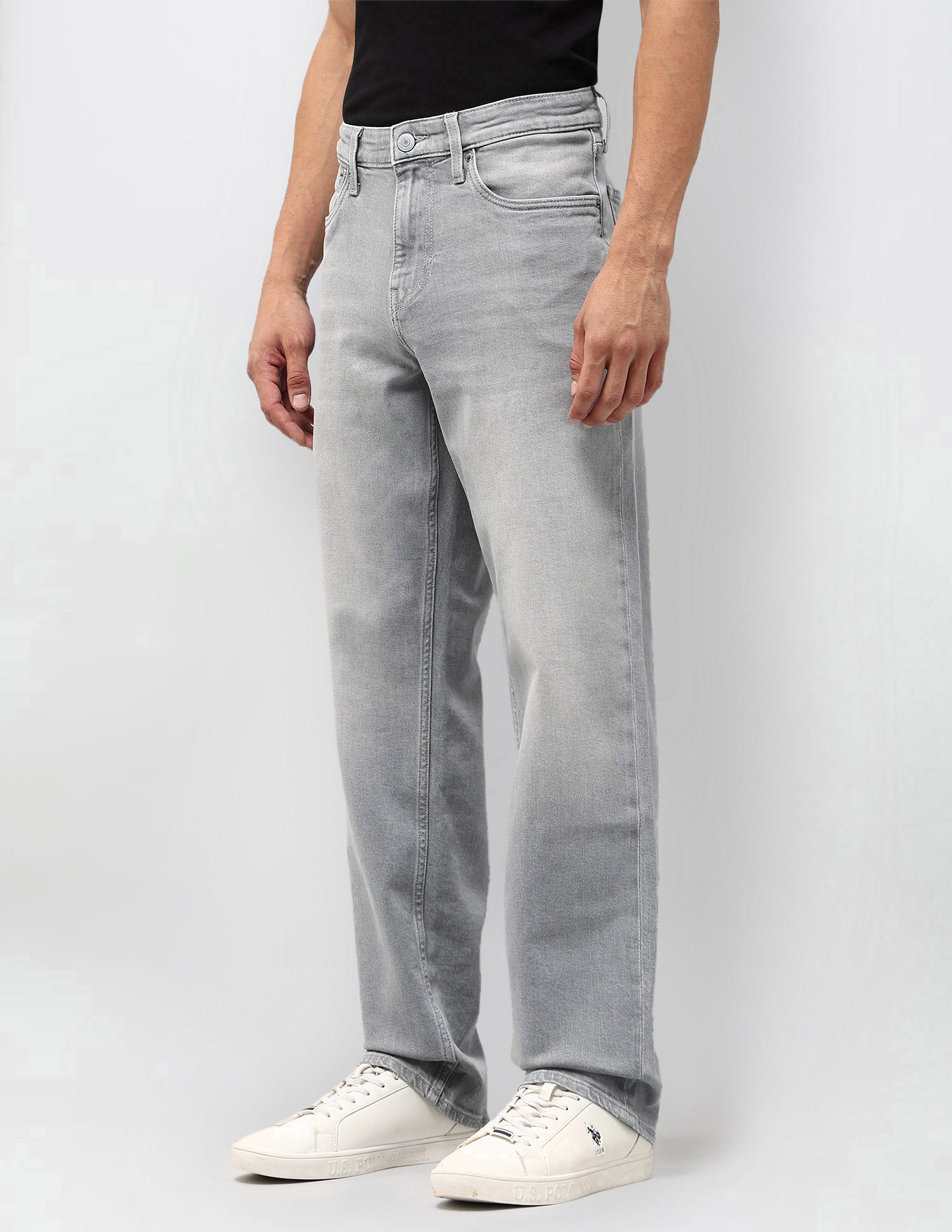 Shawn Relaxed Fit Black Jeans Mid Grey - U.S. POLO ASSN. | Large