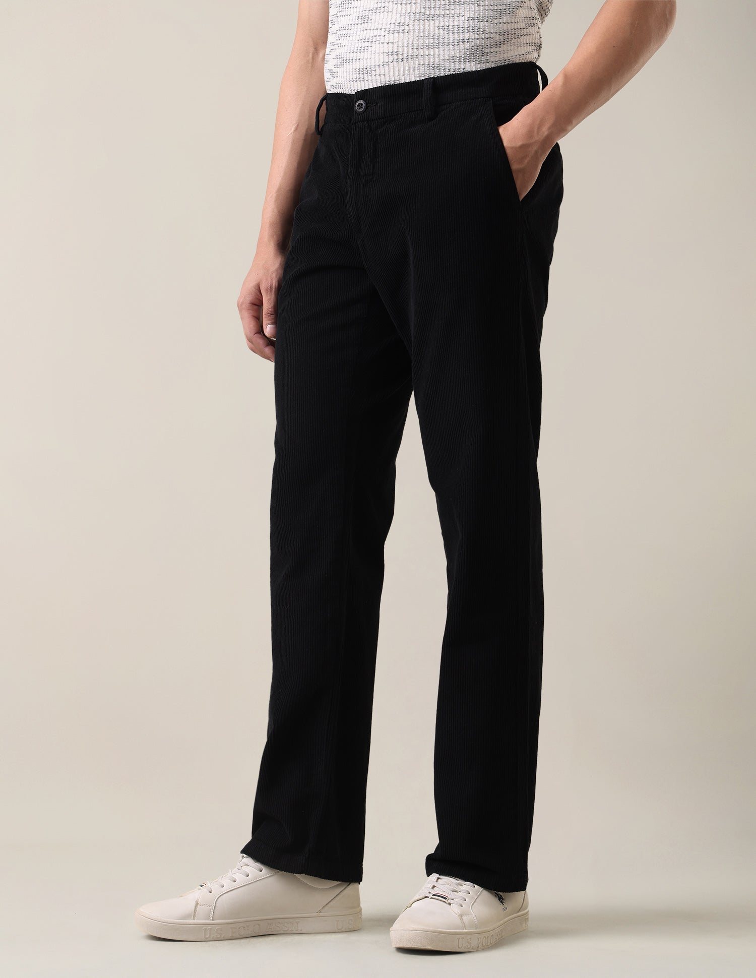 Corduroy	Riley Straight Fit Trousers Black - U.S. Polo Assn. India | Large