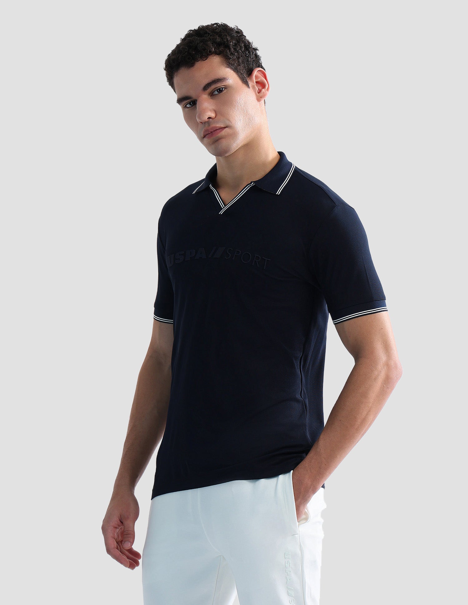Brand Embossed Regular Fit Active Polo Shirt Navy - U.S. POLO ASSN. | Large