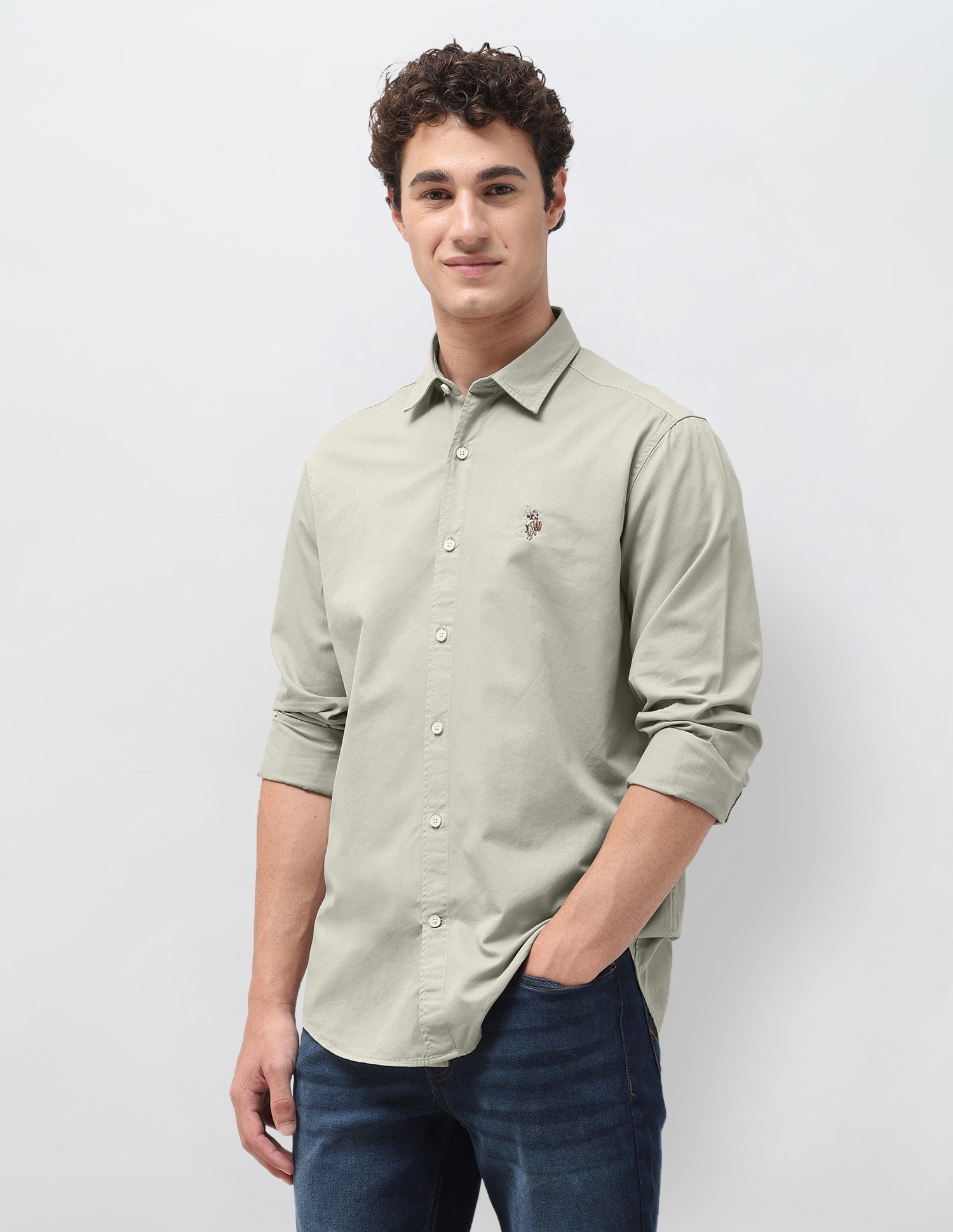 Regular Fit Twill Shirt Light Khaki - U.S. Polo Assn. India | Large