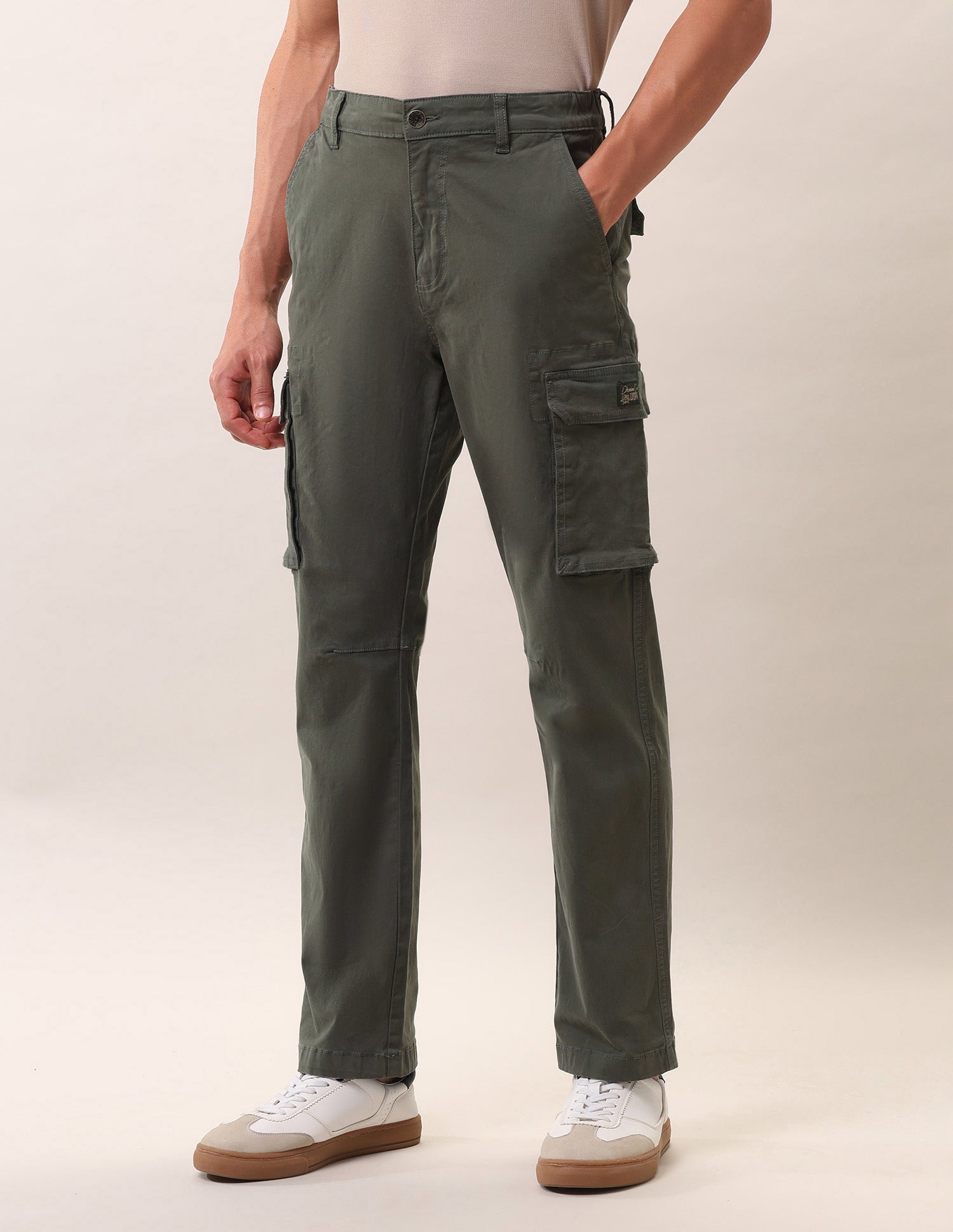 Straight Fit Twill Trousers Olive - U.S. Polo Assn. India | Large