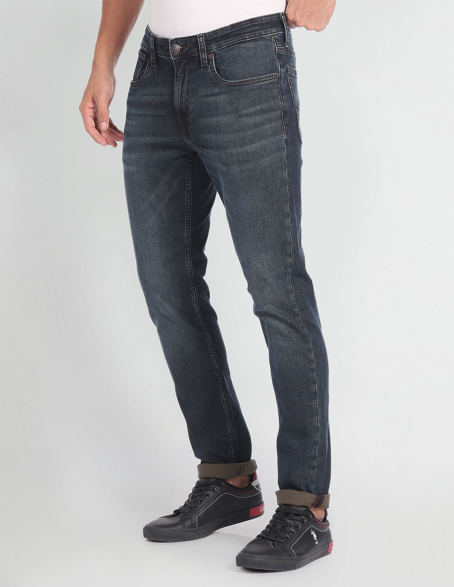 Brandon Slim Tapered Dark Wash Jeans Dark Blue - U.S. POLO ASSN. | Large