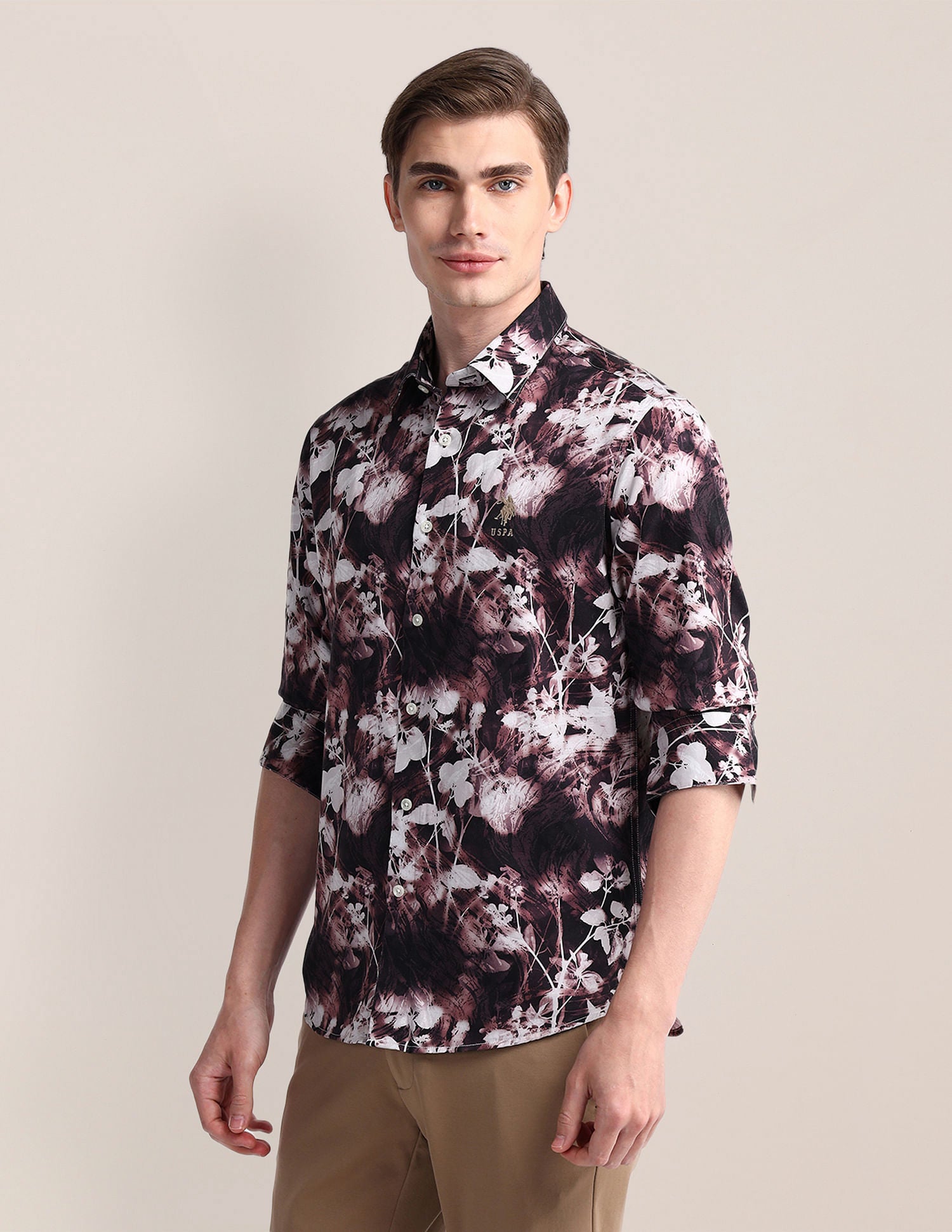 Tailored Fit Floral Print Shirt Red - U.S. Polo Assn. India | Large