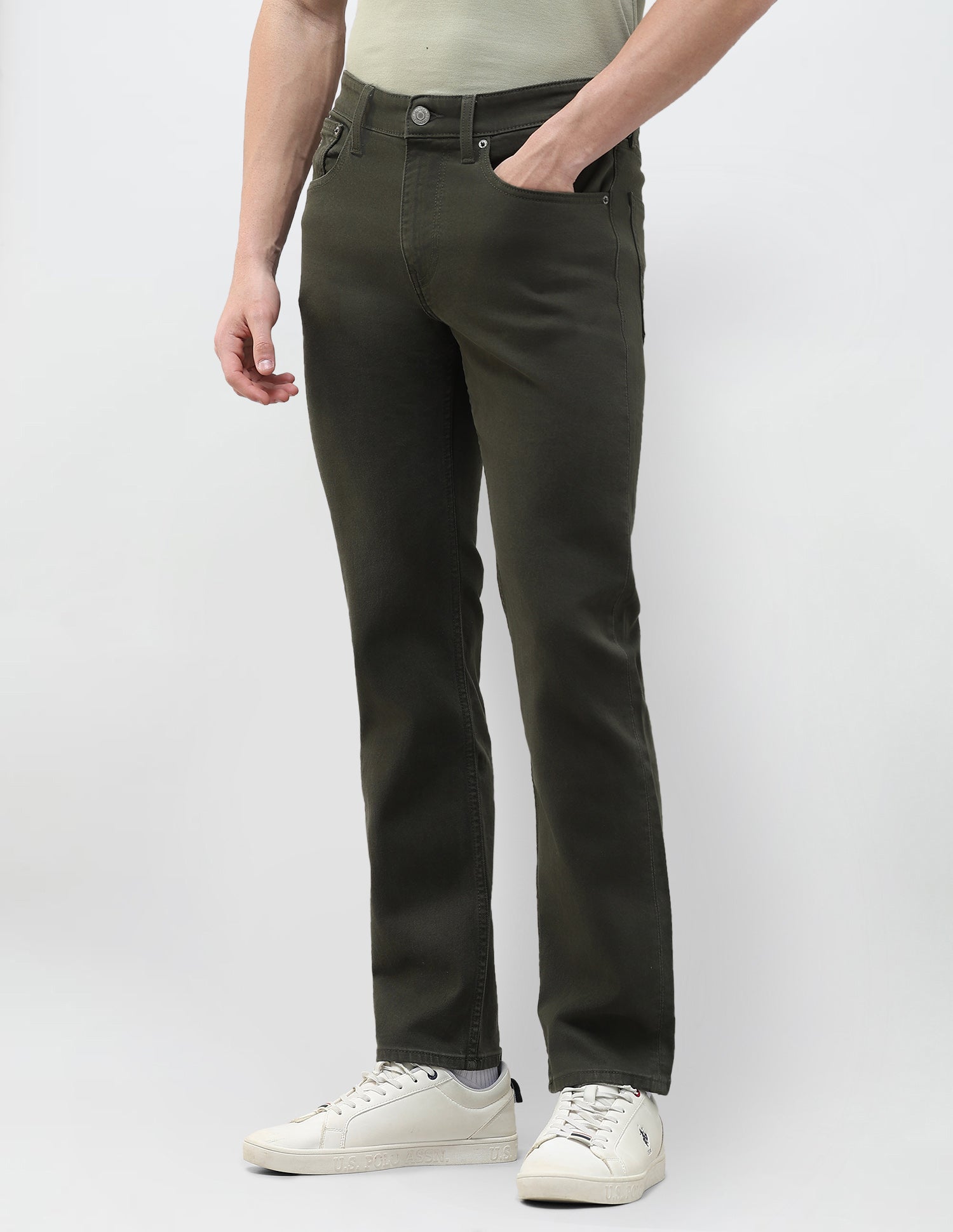 Harold Slim Straight Fit Green Jeans Dark Olive - U.S. Polo Assn. India | Large