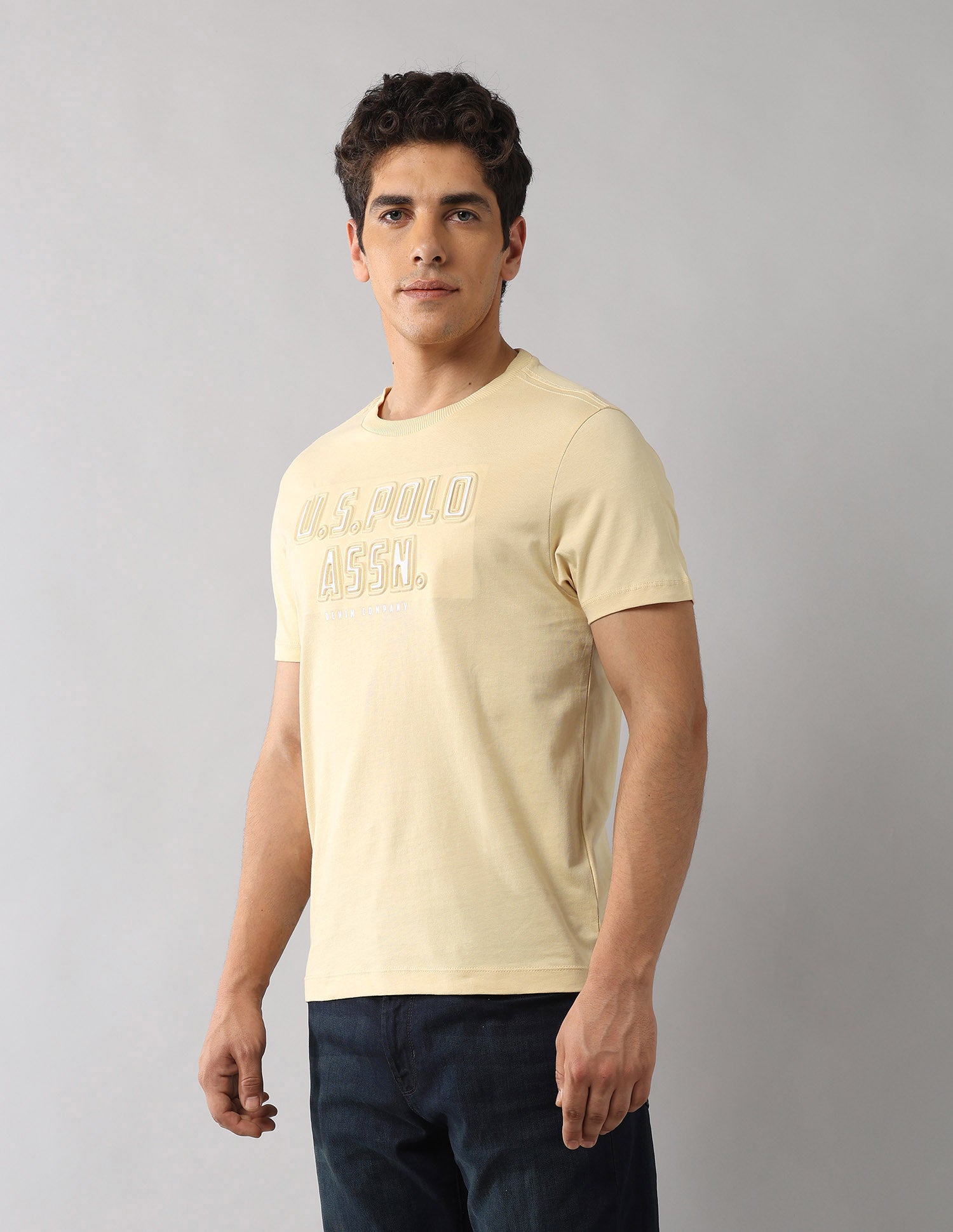 Brand Embossed Working Holiday T-Shirt Light Yellow - U.S. Polo Assn. India | Large