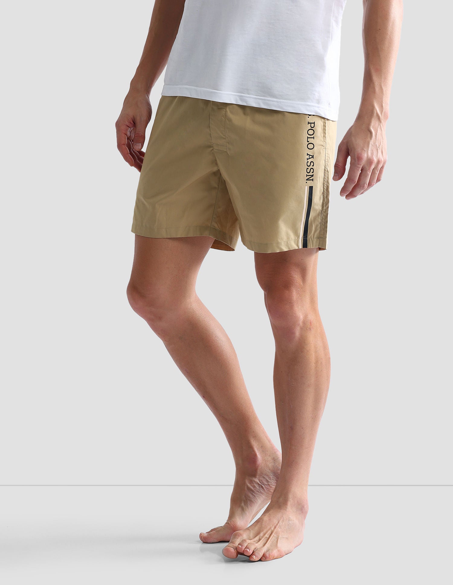 Mid Rise Solid IYAX Shorts - Pack Of 1 Beige - U.S. POLO ASSN. | Large