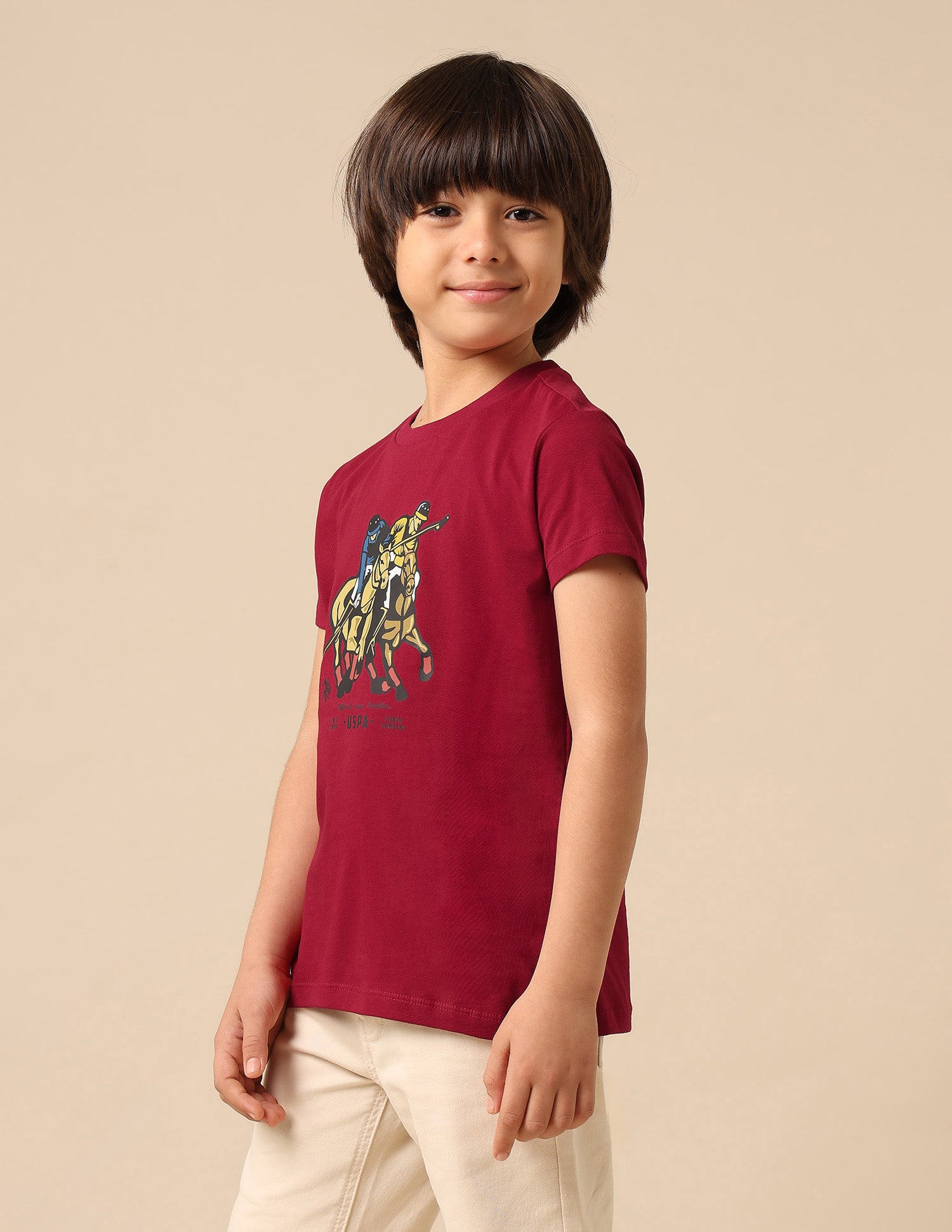 Boys Pure Cotton Graphic Brand Printed T Shirt Red - U.S. POLO ASSN. | Large